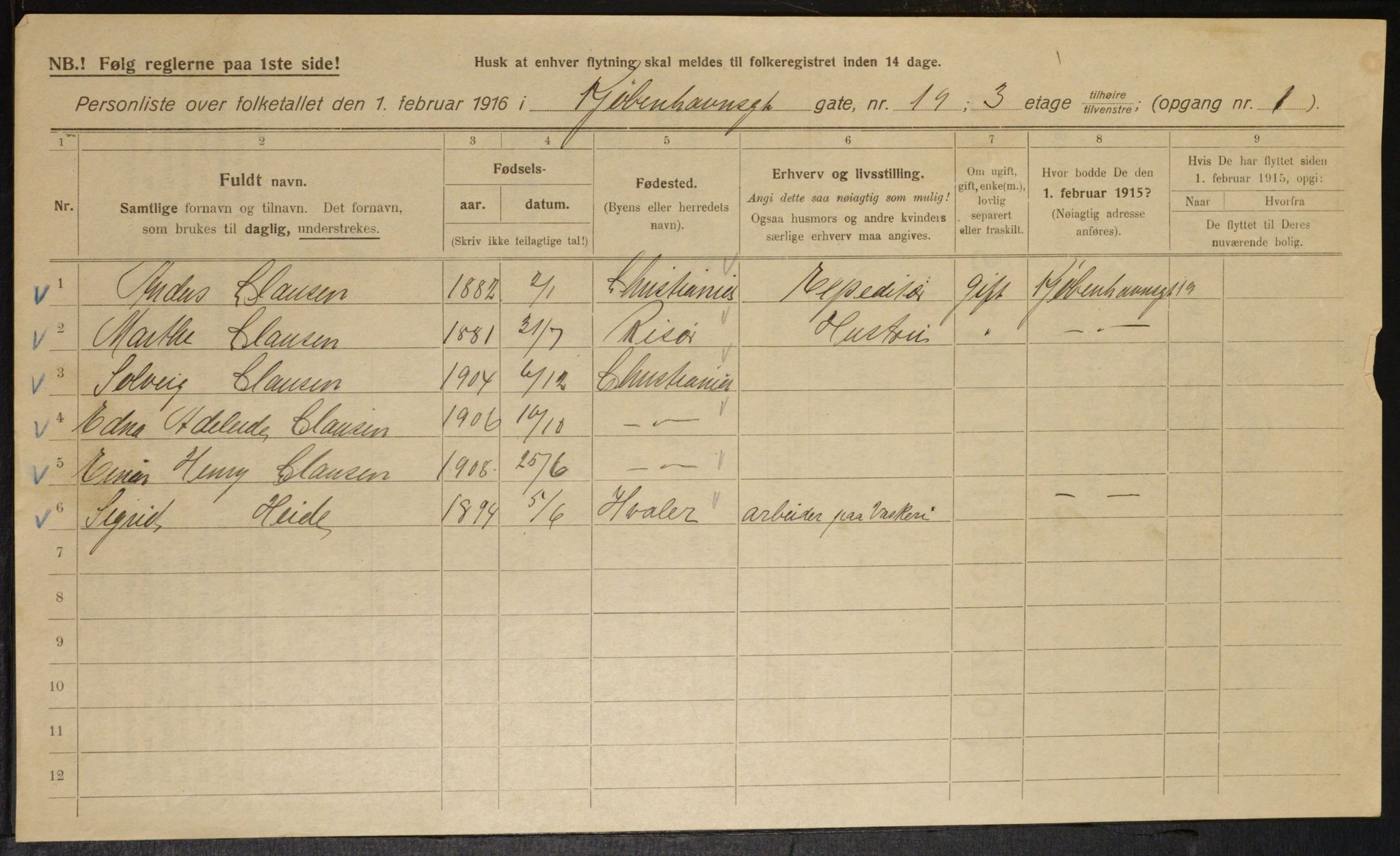 OBA, Municipal Census 1916 for Kristiania, 1916, p. 56466