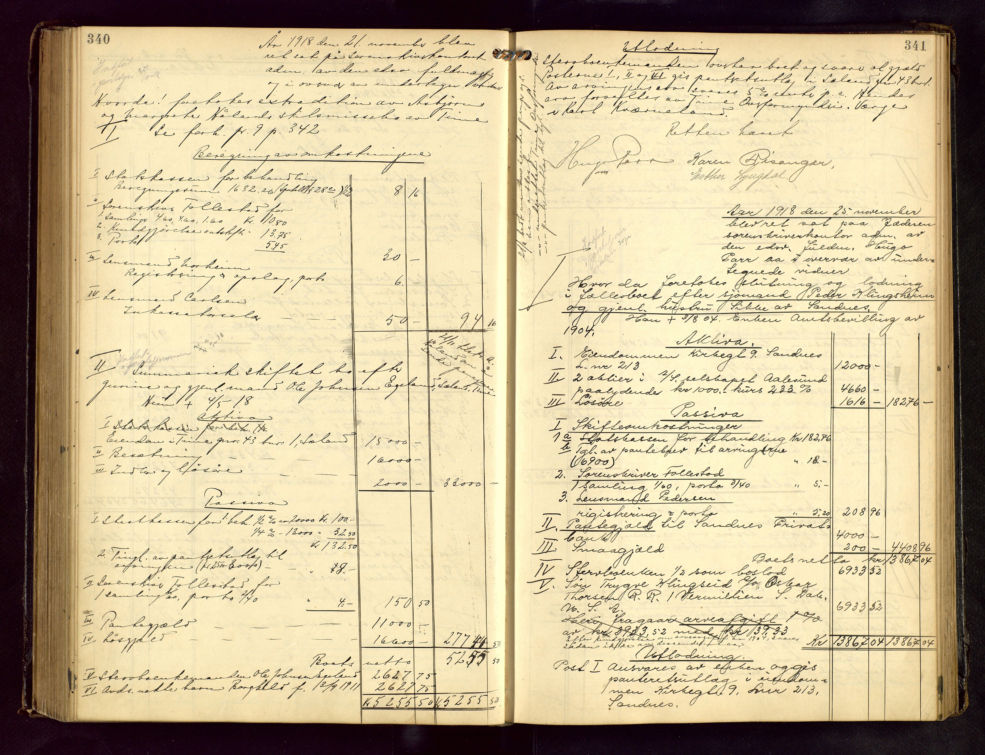 Jæren sorenskriveri, AV/SAST-A-100310/01/5/50/50BB/L0008: SKIFTEUTLODNINGSPROTOKOLL, 1914-1920, p. 340-341