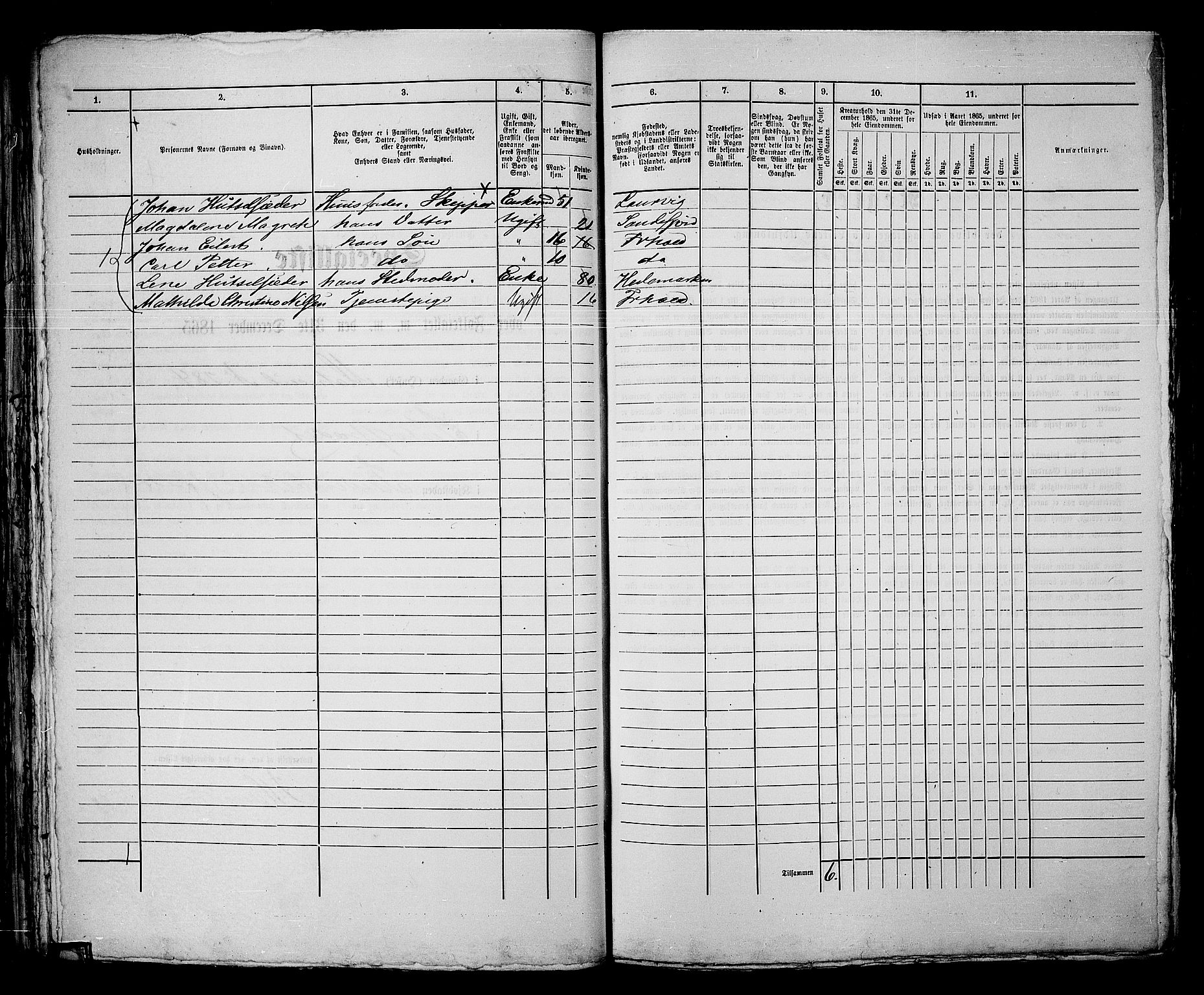 RA, 1865 census for Fredrikshald, 1865, p. 92