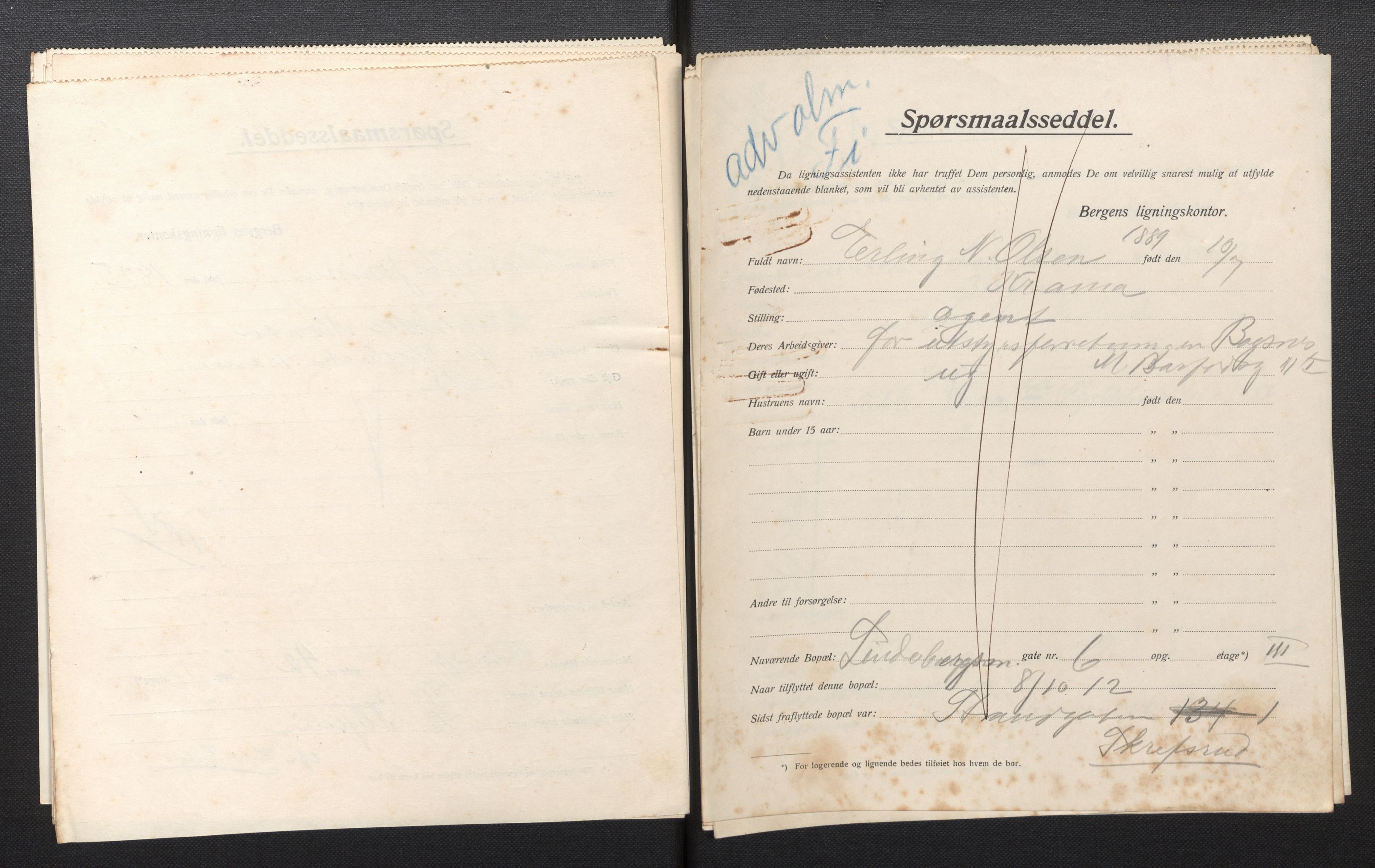 SAB, Municipal Census 1913 for Bergen, 1913, p. 56