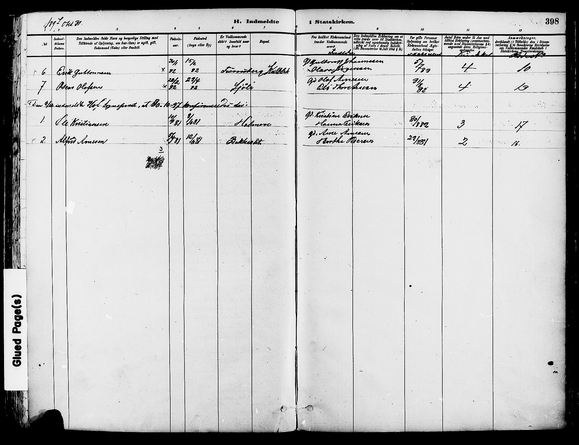 Grue prestekontor, AV/SAH-PREST-036/H/Ha/Haa/L0012: Parish register (official) no. 12, 1881-1897, p. 398