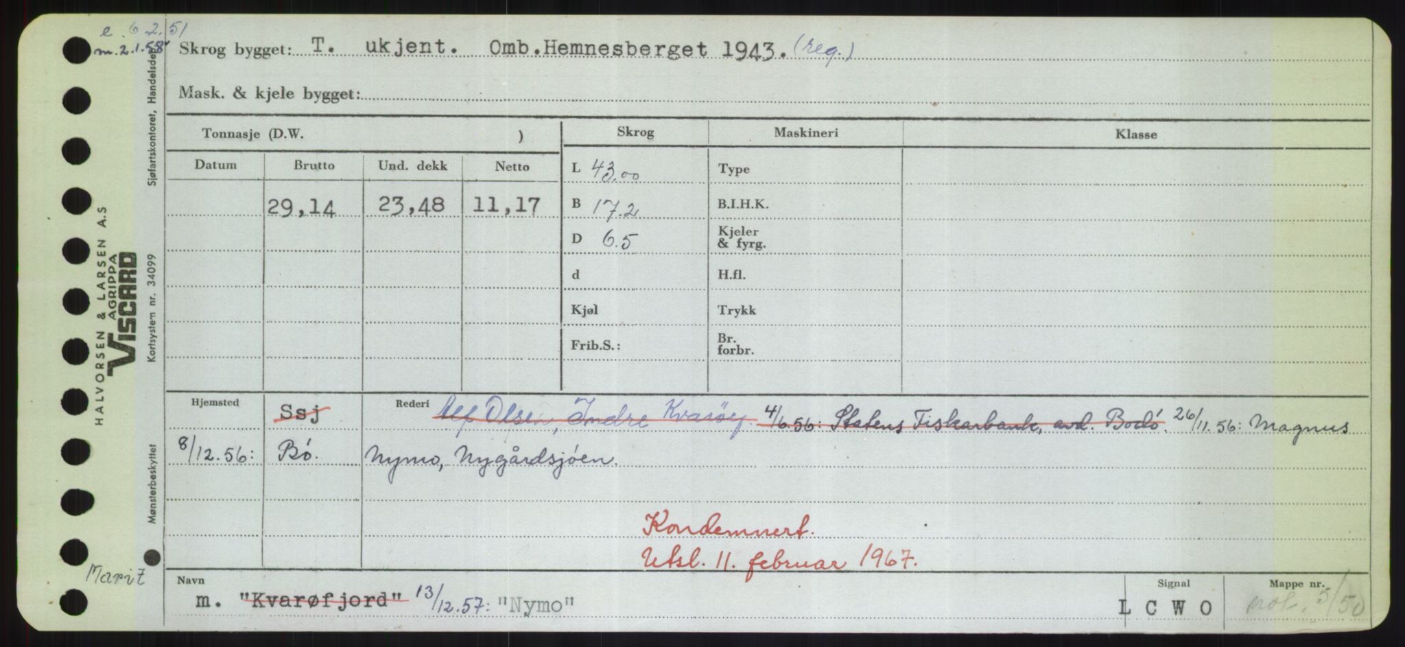 Sjøfartsdirektoratet med forløpere, Skipsmålingen, RA/S-1627/H/Hd/L0027: Fartøy, Norhop-Nør, p. 471