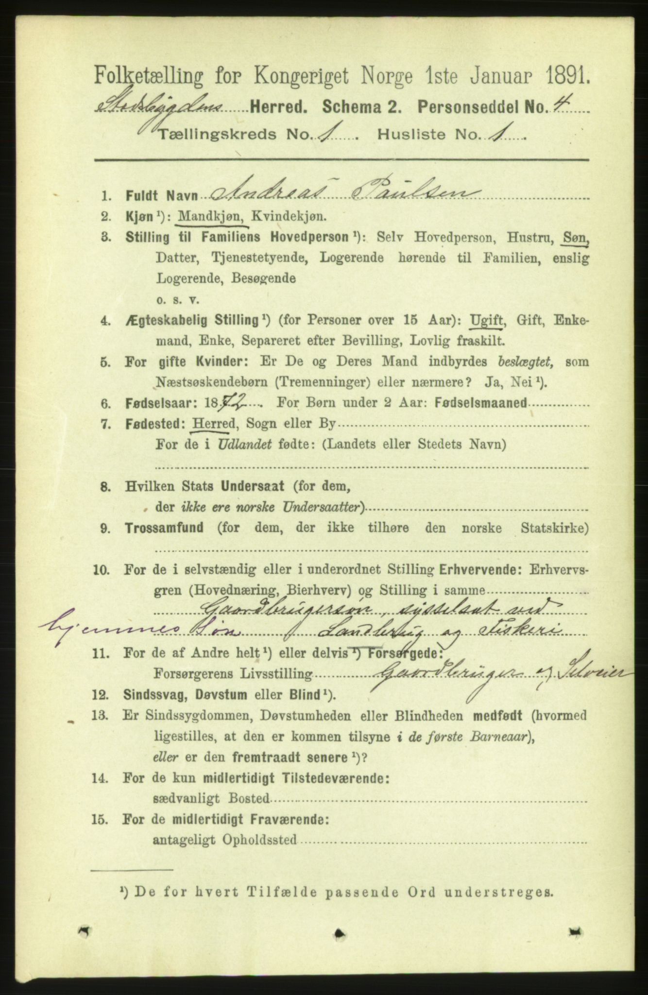 RA, 1891 census for 1625 Stadsbygd, 1891, p. 107