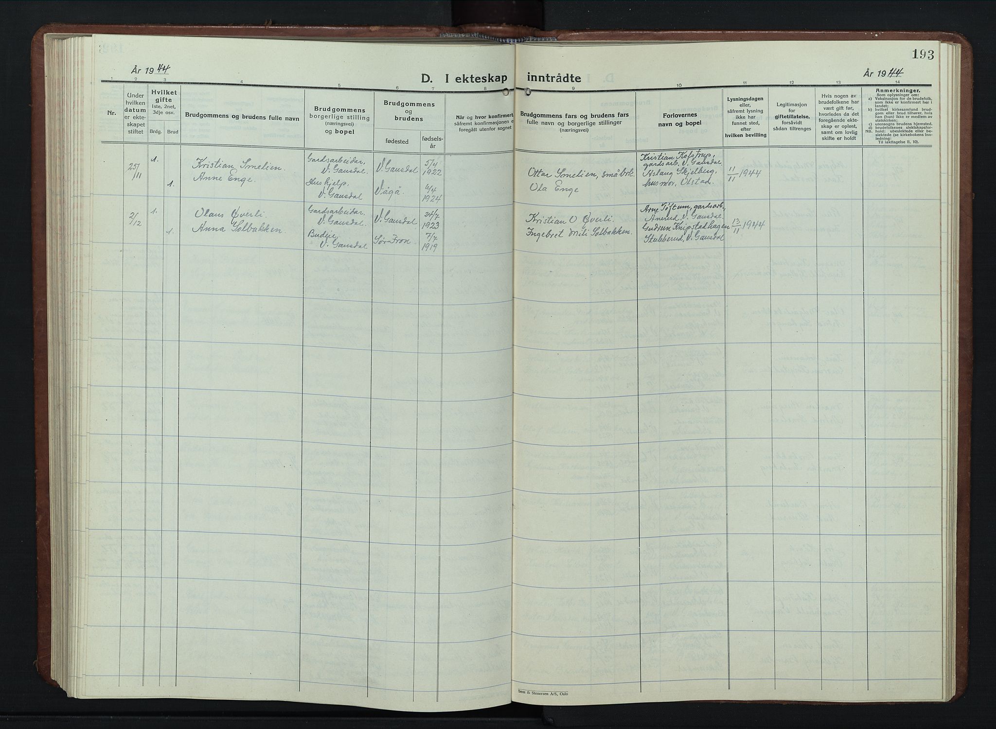 Vestre Gausdal prestekontor, AV/SAH-PREST-094/H/Ha/Hab/L0005: Parish register (copy) no. 5, 1926-1955, p. 193