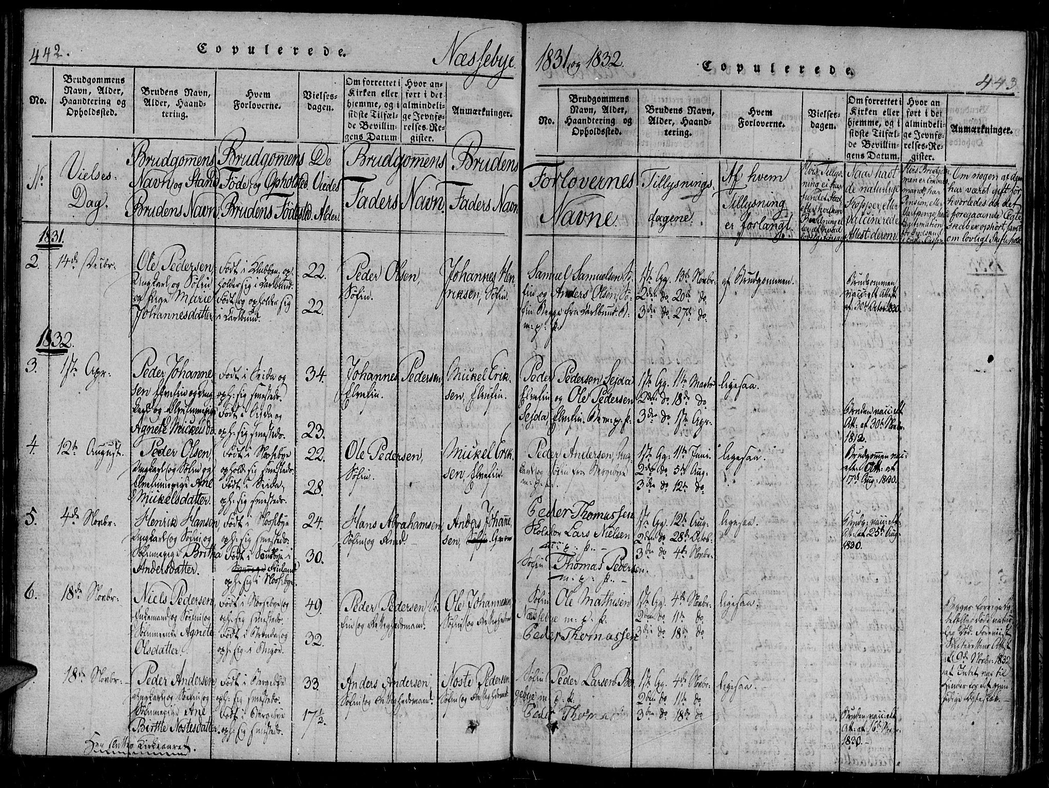 Vadsø sokneprestkontor, SATØ/S-1325/H/Ha/L0003kirke: Parish register (official) no. 3 /2, 1821-1839, p. 442-443