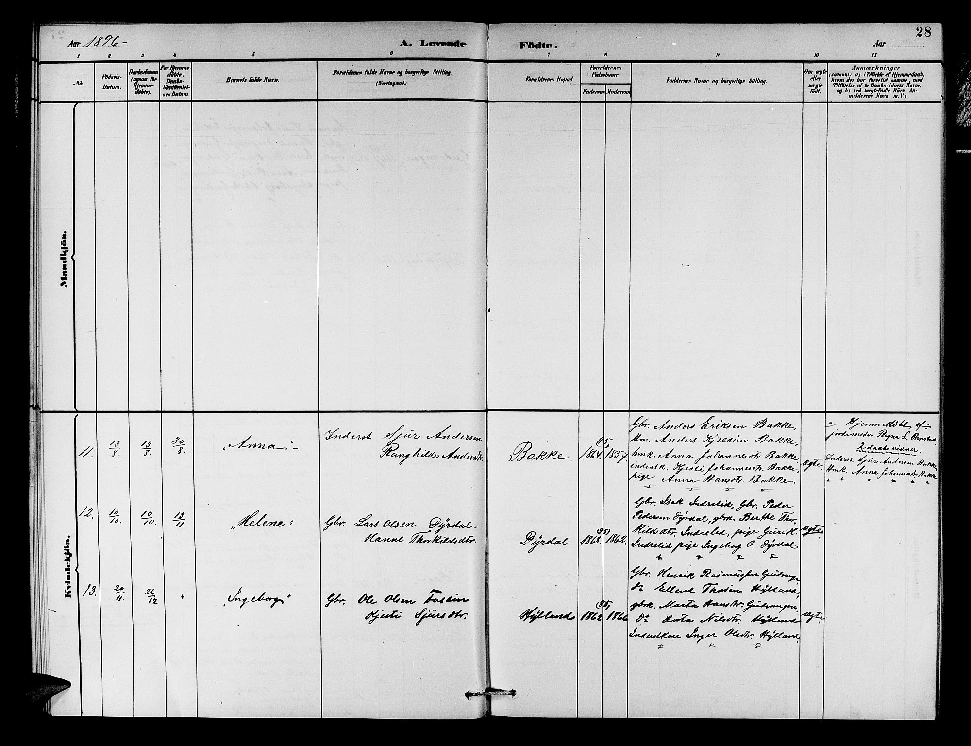 Aurland sokneprestembete, SAB/A-99937/H/Hb/Hbc/L0002: Parish register (copy) no. C 2, 1883-1900, p. 28
