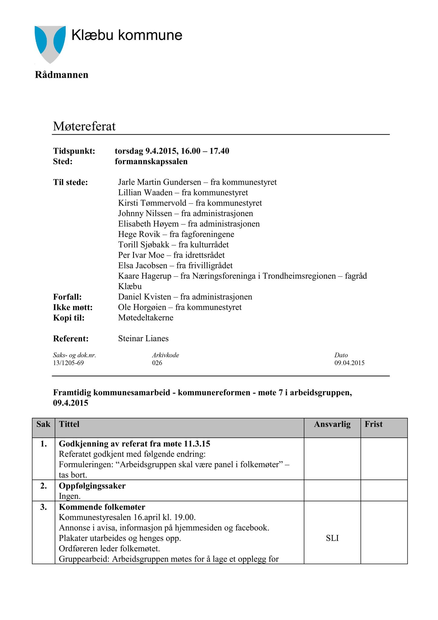 Klæbu Kommune, TRKO/KK/02-FS/L008: Formannsskapet - Møtedokumenter, 2015, p. 1439