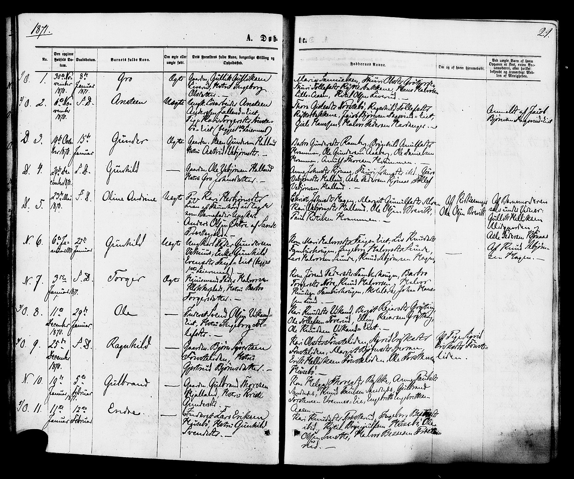 Nore kirkebøker, AV/SAKO-A-238/F/Fa/L0004: Parish register (official) no. I 4, 1867-1877, p. 29