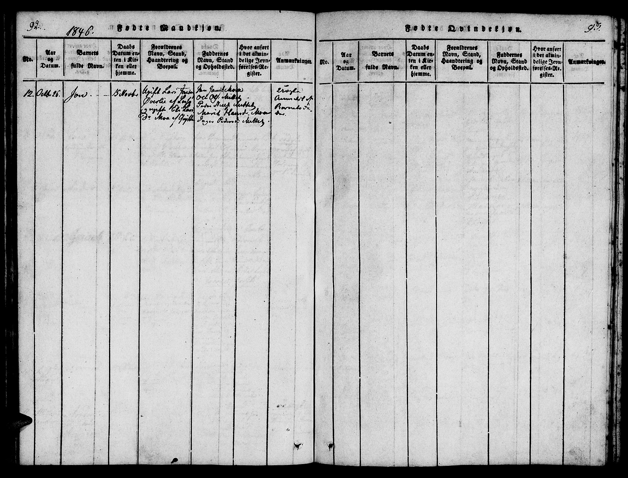 Ministerialprotokoller, klokkerbøker og fødselsregistre - Møre og Romsdal, AV/SAT-A-1454/548/L0612: Parish register (official) no. 548A01, 1818-1846, p. 92-93