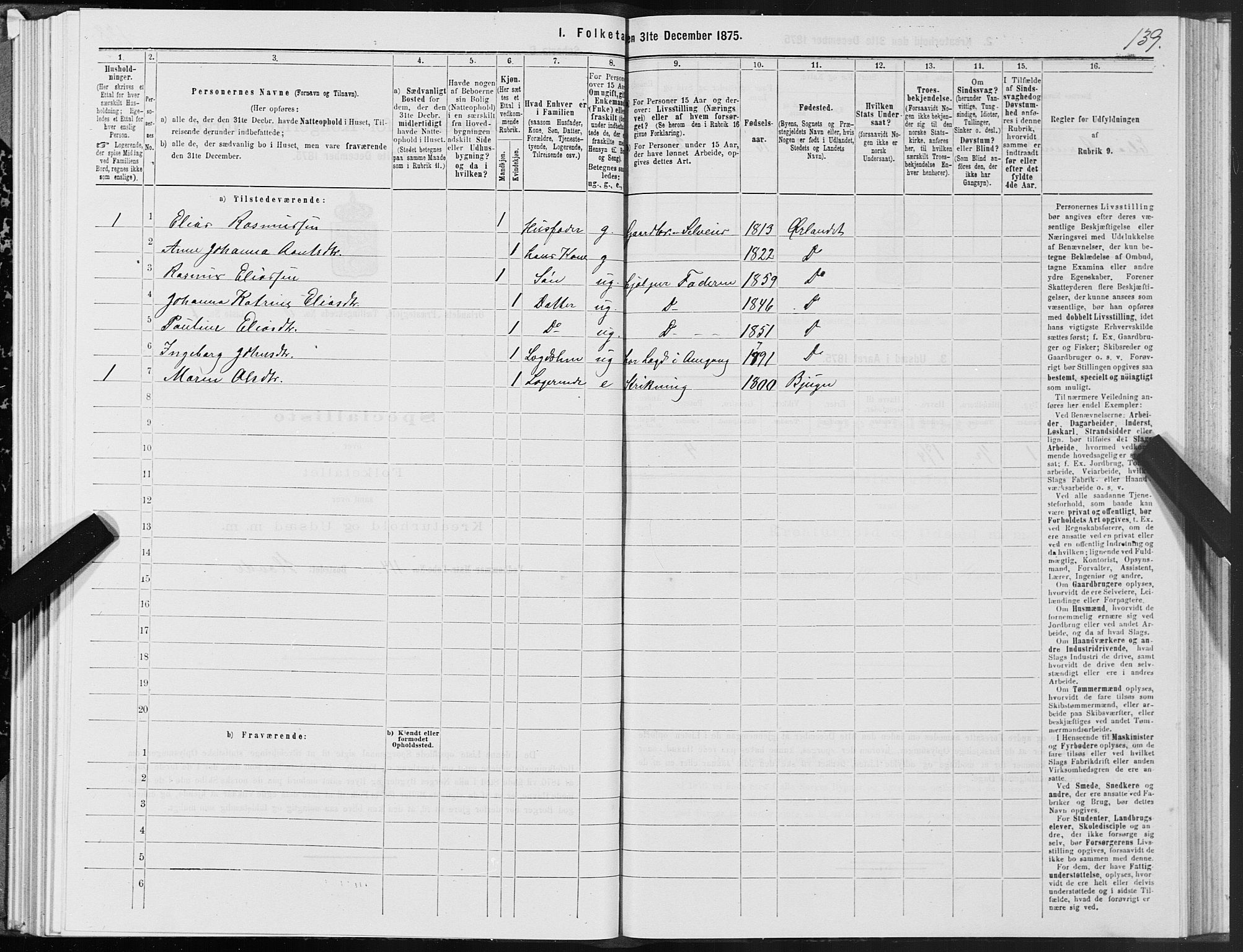 SAT, 1875 census for 1621P Ørland, 1875, p. 3139