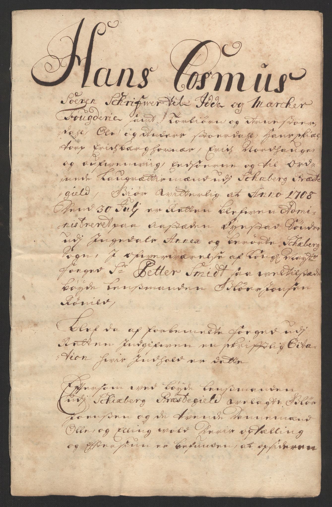 Rentekammeret inntil 1814, Reviderte regnskaper, Fogderegnskap, RA/EA-4092/R01/L0018: Fogderegnskap Idd og Marker, 1707-1709, p. 191