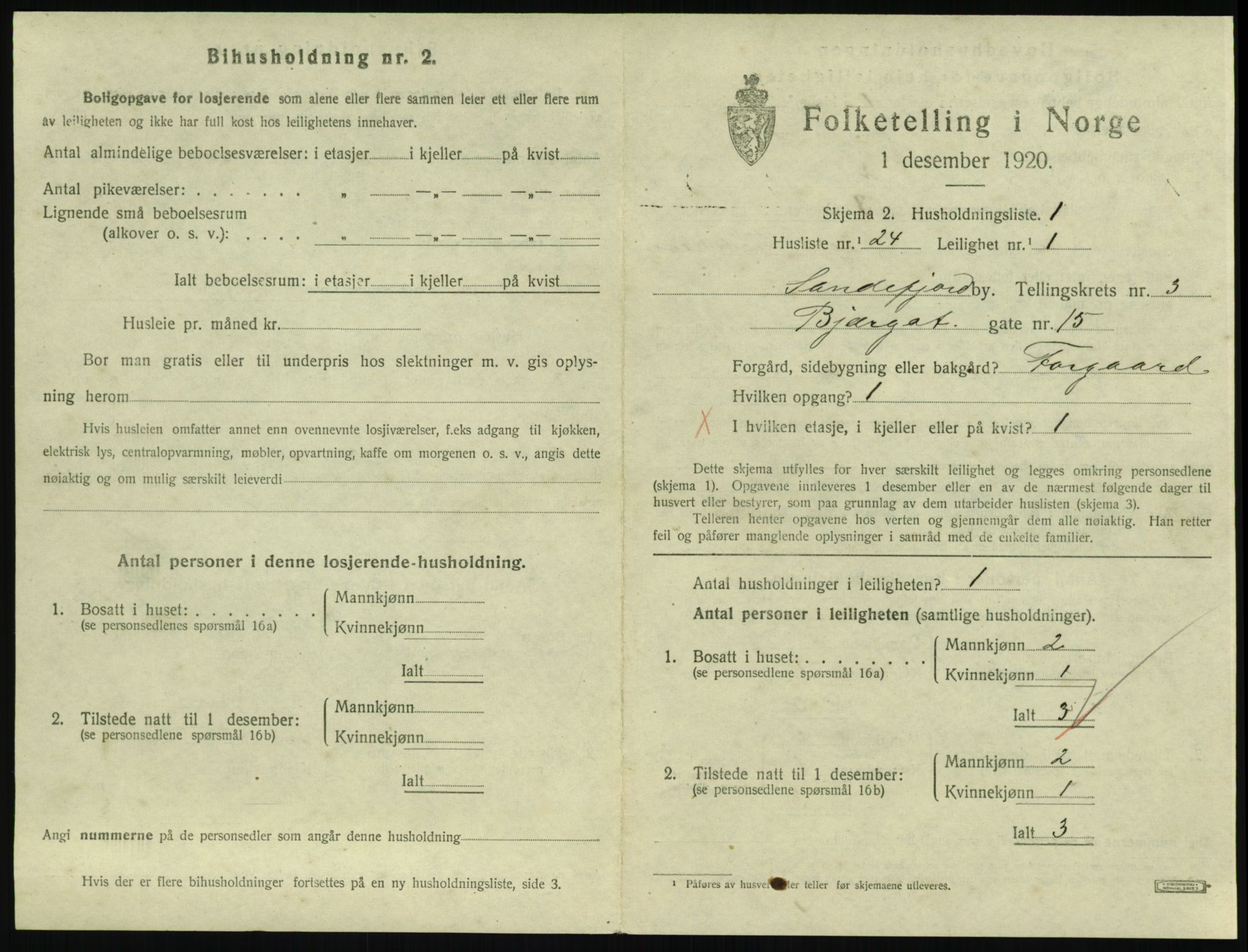 SAKO, 1920 census for Sandefjord, 1920, p. 1972