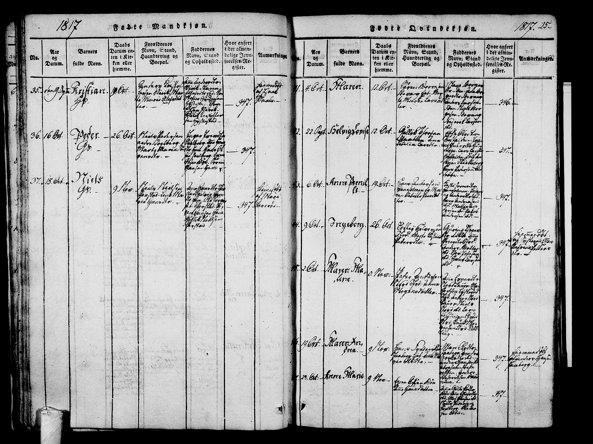 Sandar kirkebøker, SAKO/A-243/F/Fa/L0004: Parish register (official) no. 4, 1814-1832, p. 25
