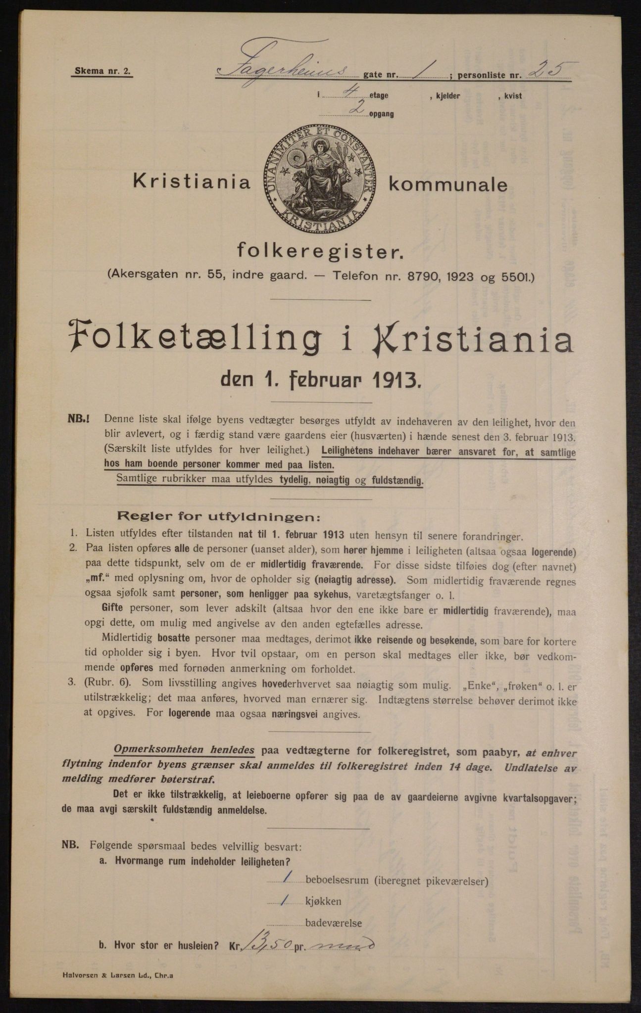 OBA, Municipal Census 1913 for Kristiania, 1913, p. 23200