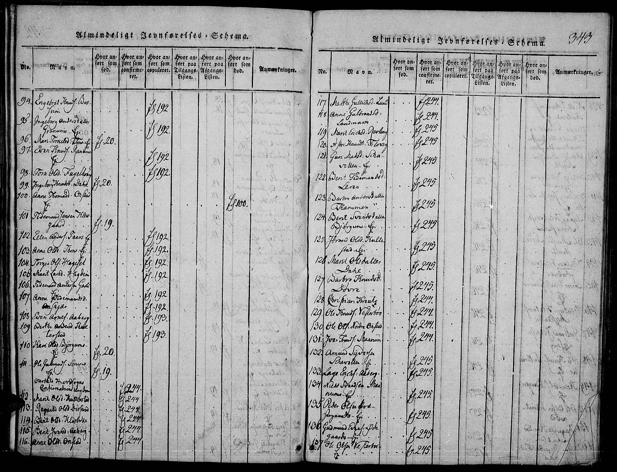 Nord-Aurdal prestekontor, SAH/PREST-132/H/Ha/Haa/L0002: Parish register (official) no. 2, 1816-1828, p. 343