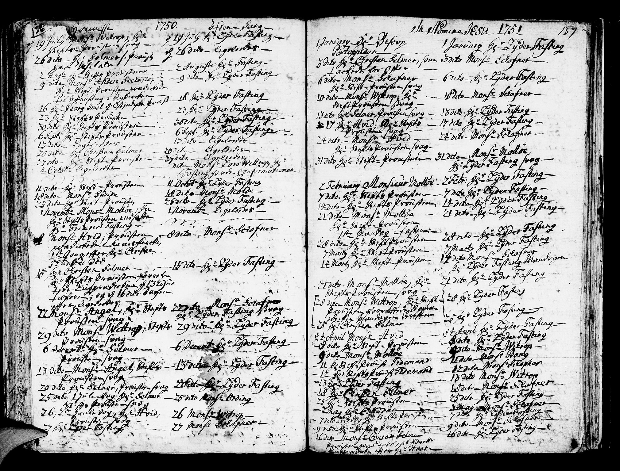Domkirken sokneprestembete, SAB/A-74801/H/Haa/L0007: Parish register (official) no. A 7, 1725-1826, p. 136-137