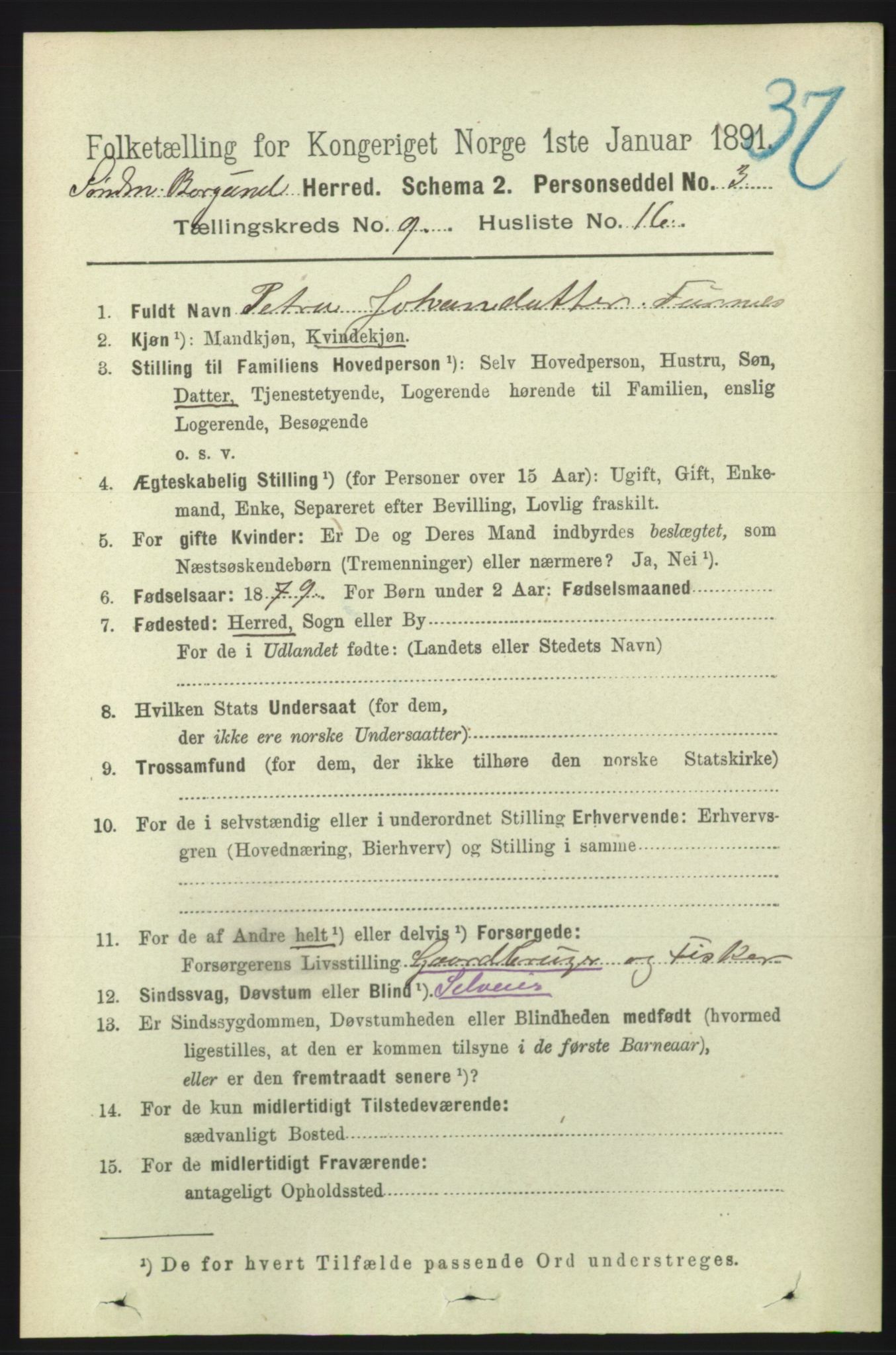 RA, 1891 census for 1531 Borgund, 1891, p. 2363