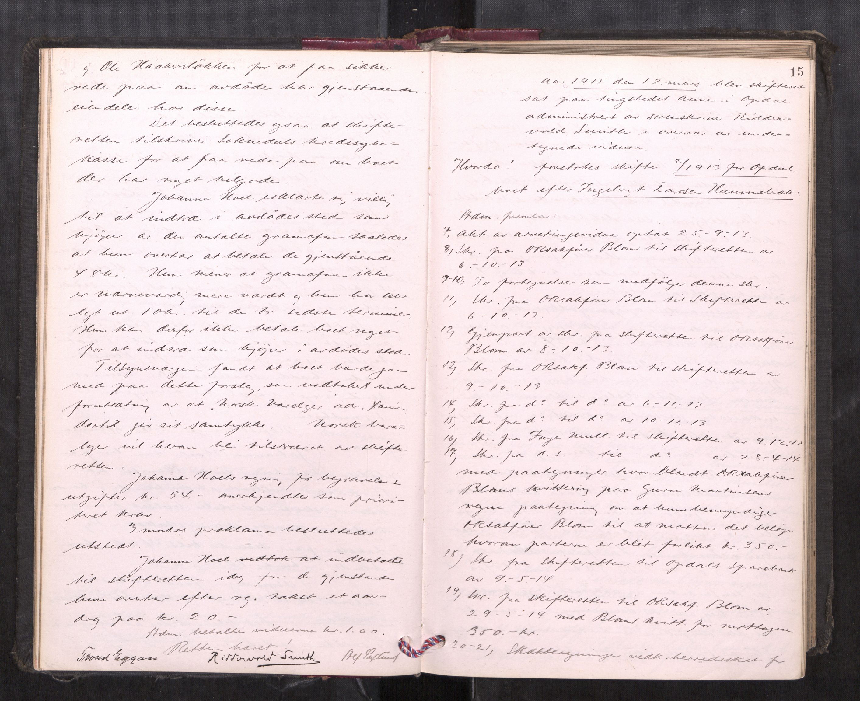 Orkdal sorenskriveri, AV/SAT-A-4169/1/3/3B/L0013: Skiftebehandlingsprotokoll, 1914-1925, p. 14b-15a
