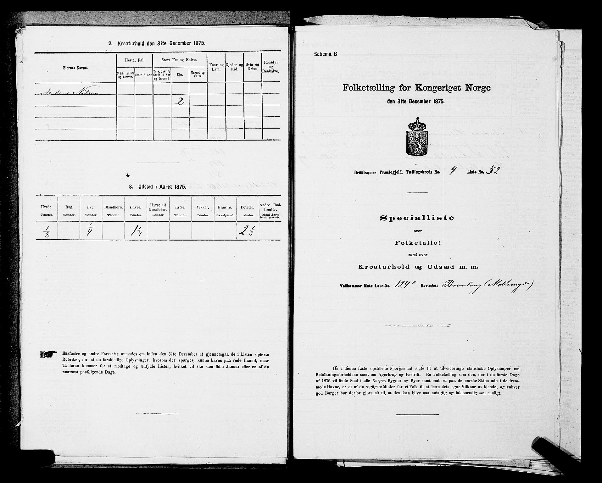 SAKO, 1875 census for 0726P Brunlanes, 1875, p. 554