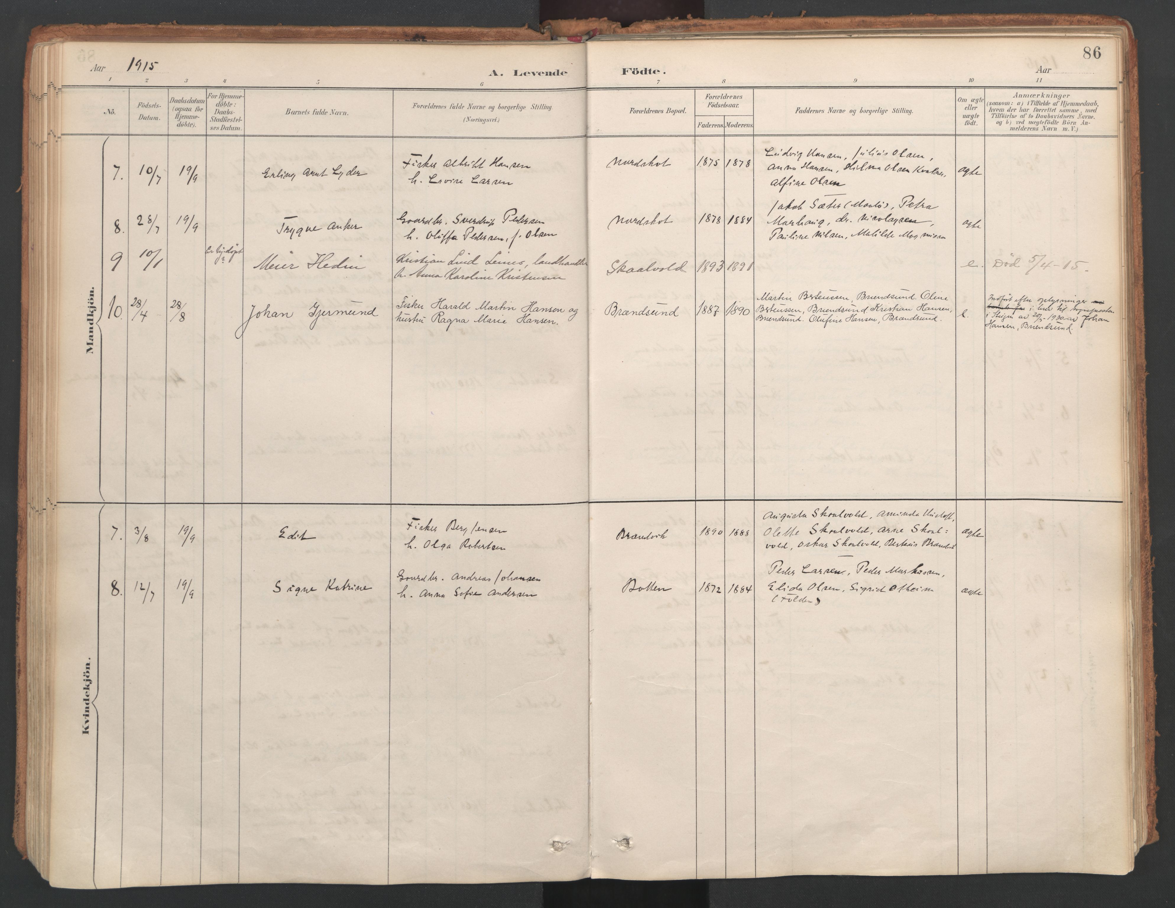 Ministerialprotokoller, klokkerbøker og fødselsregistre - Nordland, AV/SAT-A-1459/857/L0822: Parish register (official) no. 857A02, 1890-1917, p. 86