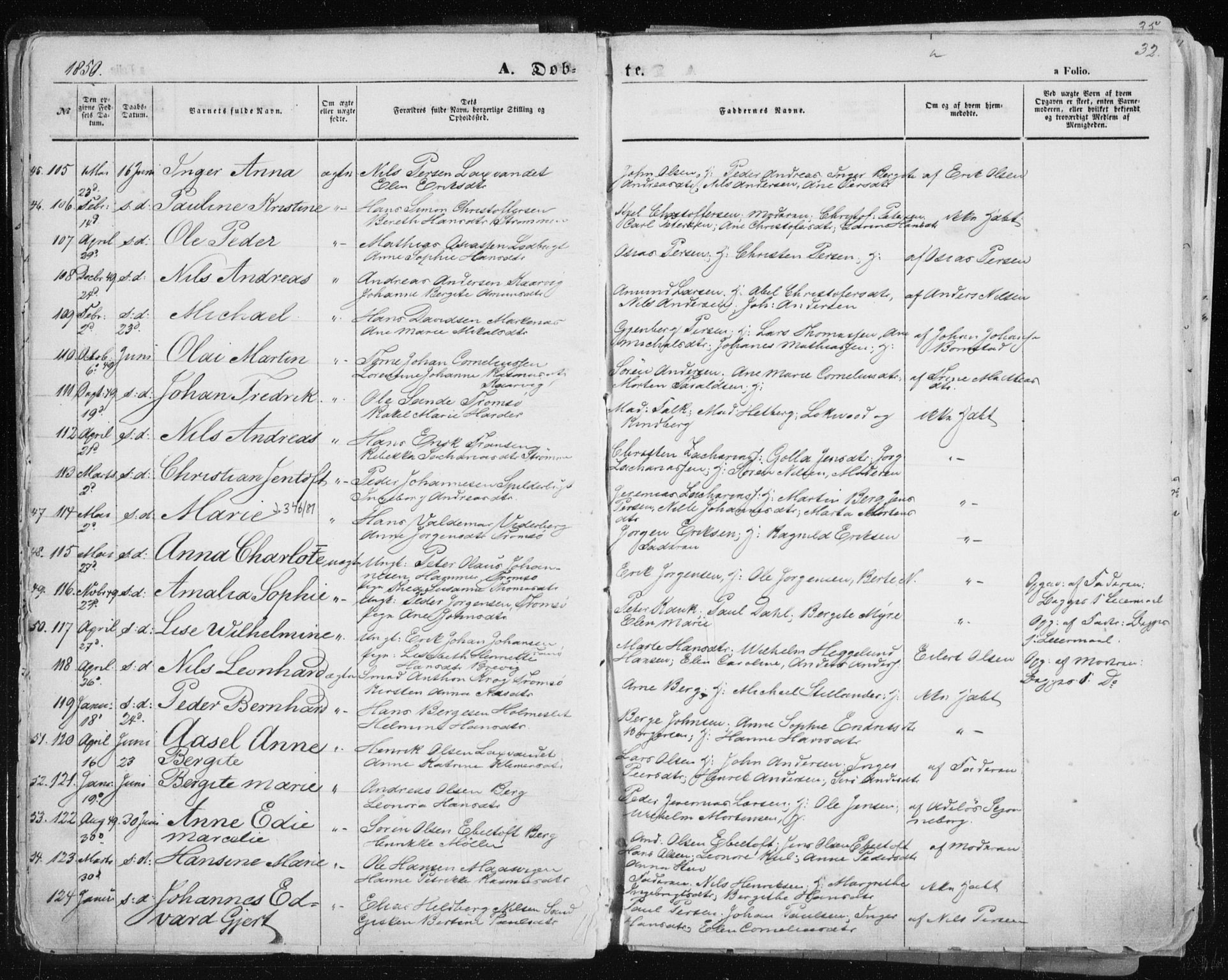 Tromsø sokneprestkontor/stiftsprosti/domprosti, SATØ/S-1343/G/Ga/L0010kirke: Parish register (official) no. 10, 1848-1855, p. 32