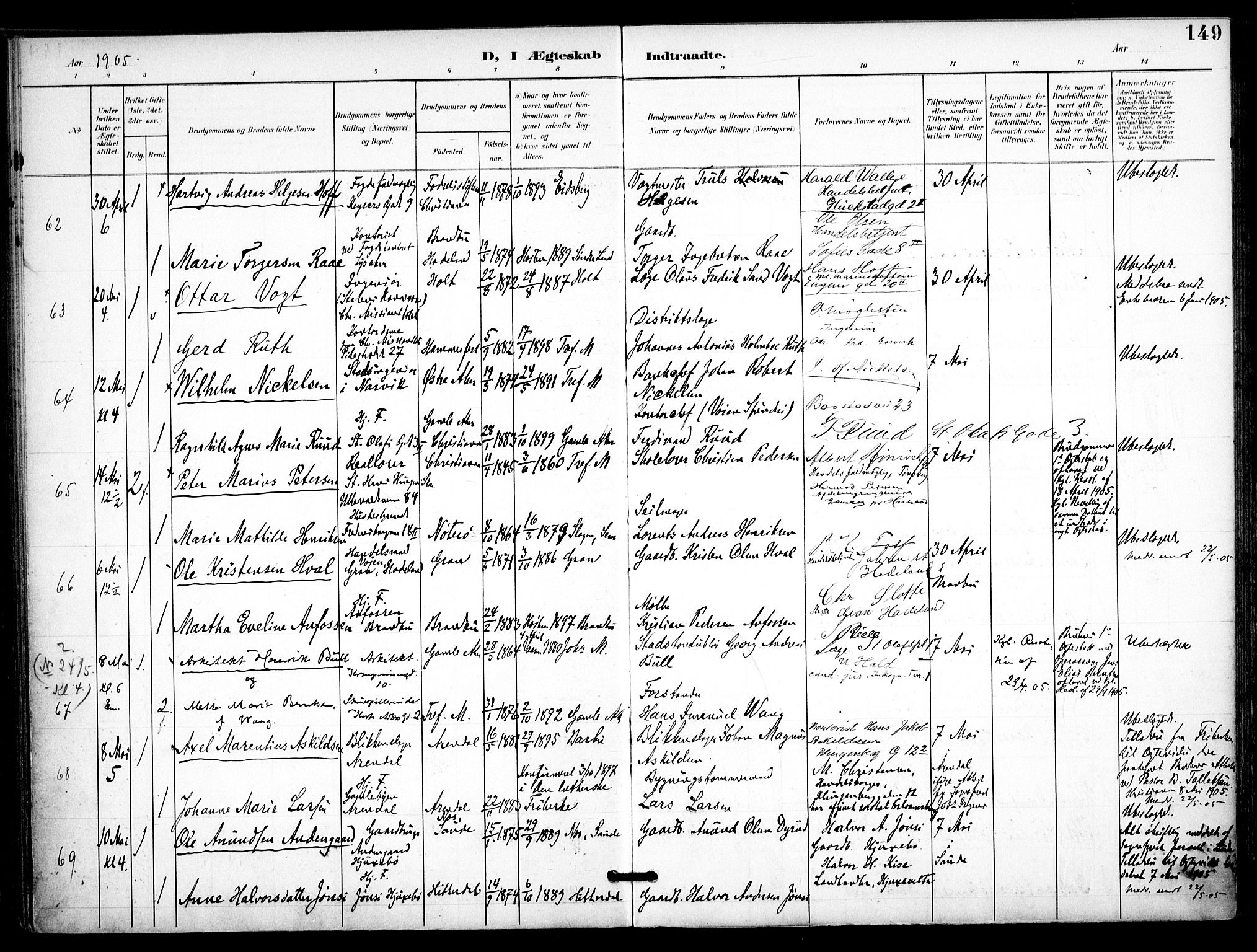 Trefoldighet prestekontor Kirkebøker, AV/SAO-A-10882/F/Fc/L0005: Parish register (official) no. III 5, 1900-1908, p. 149