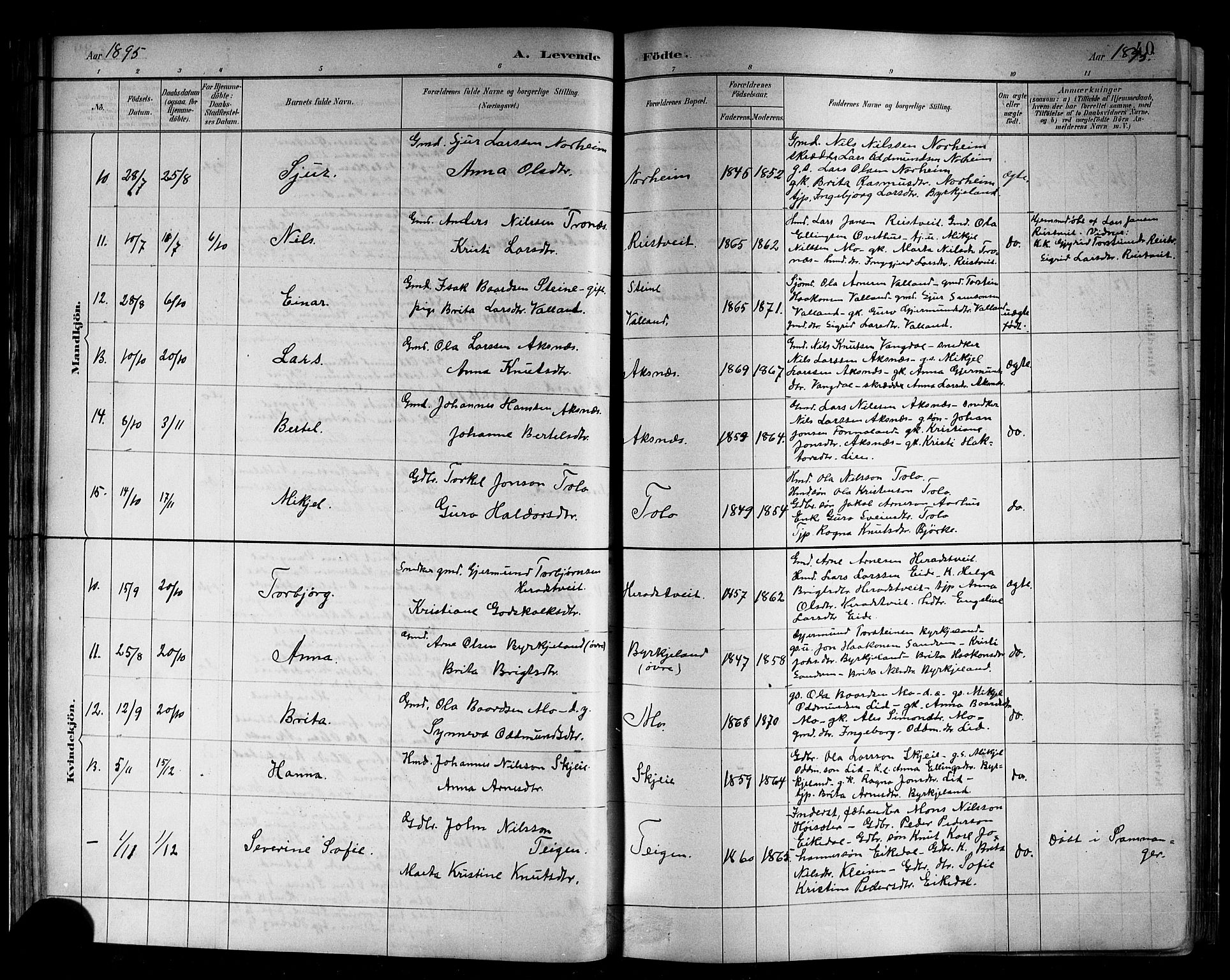 Kvam sokneprestembete, SAB/A-76201/H/Hab: Parish register (copy) no. B 3, 1884-1916, p. 40