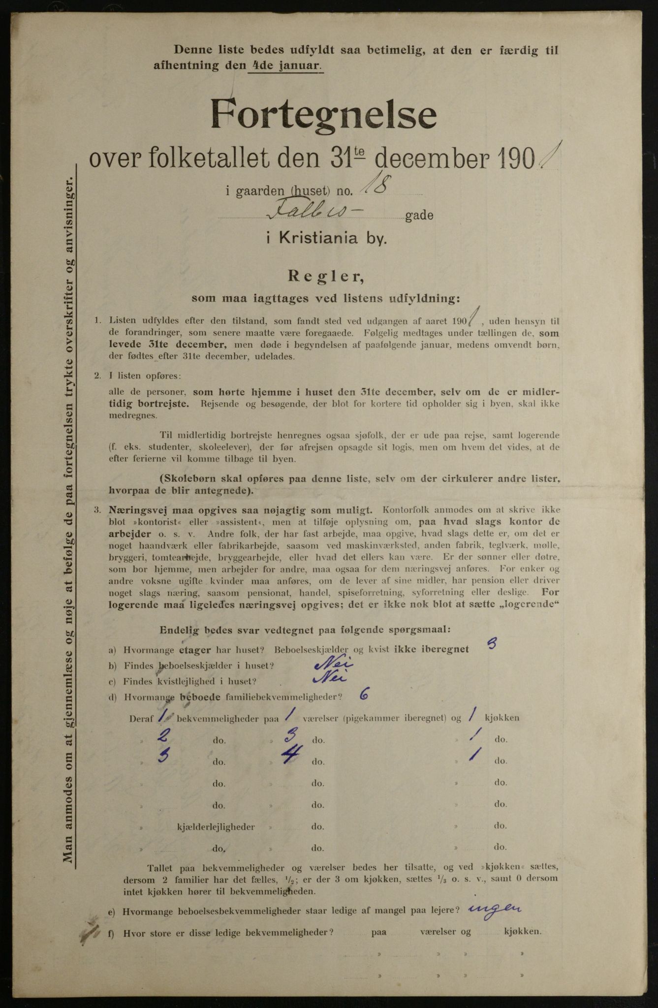 OBA, Municipal Census 1901 for Kristiania, 1901, p. 3773