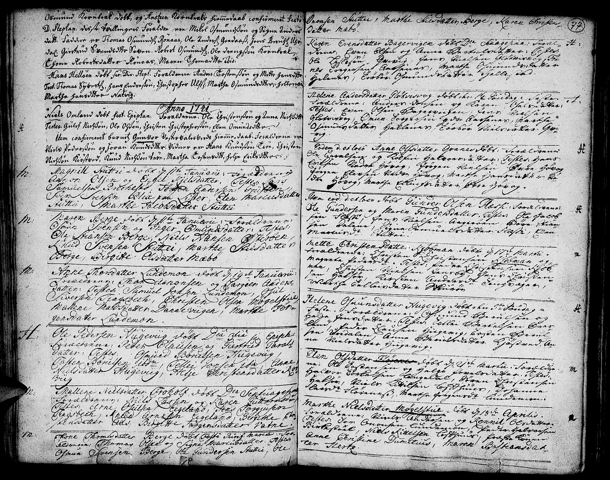 Vestre Moland sokneprestkontor, AV/SAK-1111-0046/F/Fa/Fab/L0001: Parish register (official) no. A 1, 1687-1760, p. 77