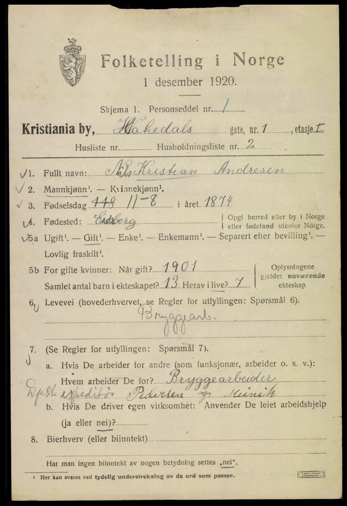 SAO, 1920 census for Kristiania, 1920, p. 266921