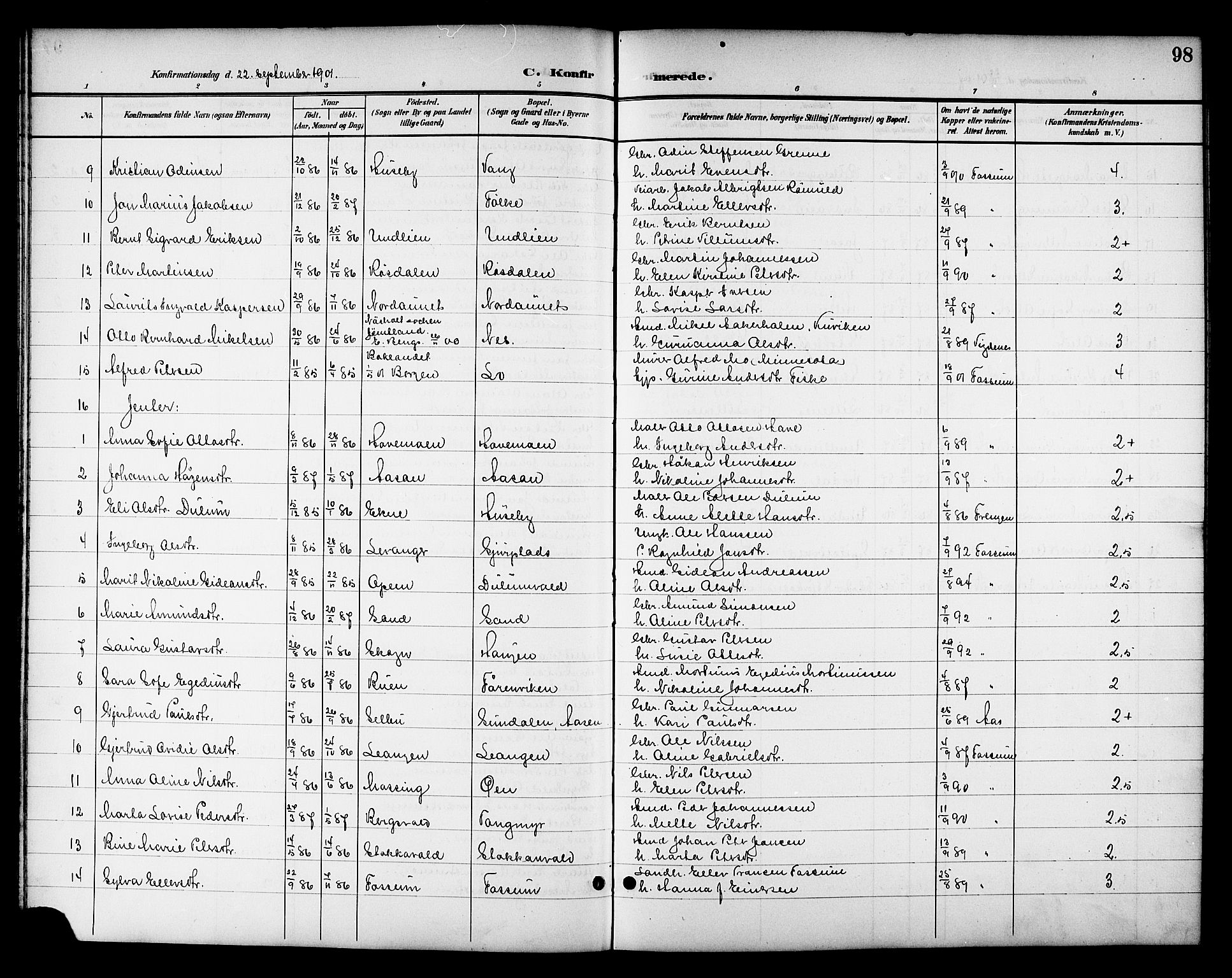 Ministerialprotokoller, klokkerbøker og fødselsregistre - Nord-Trøndelag, SAT/A-1458/714/L0135: Parish register (copy) no. 714C04, 1899-1918, p. 98