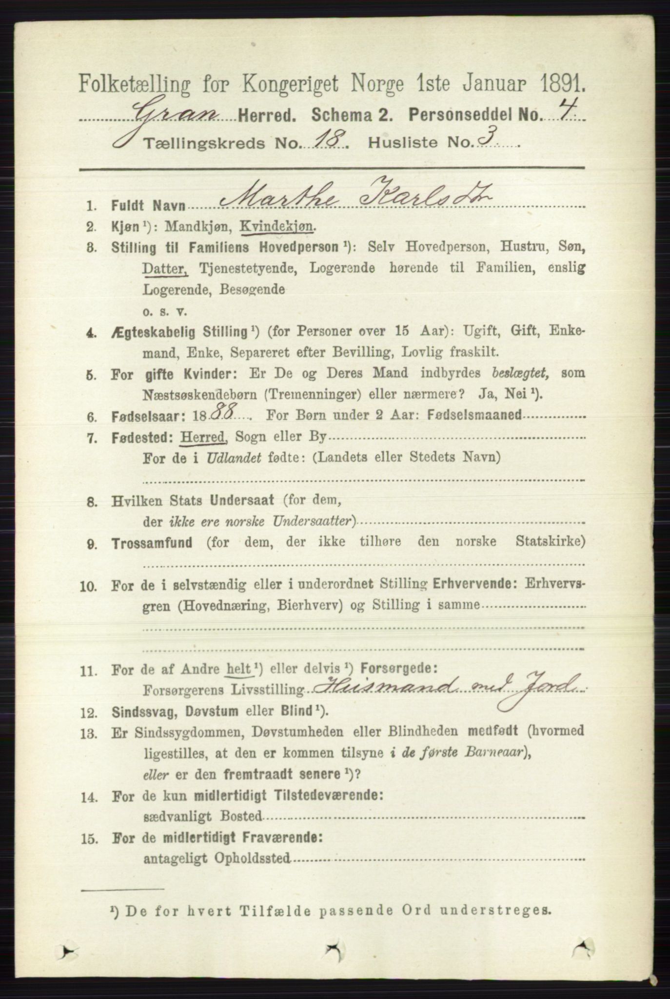 RA, 1891 census for 0534 Gran, 1891, p. 9548