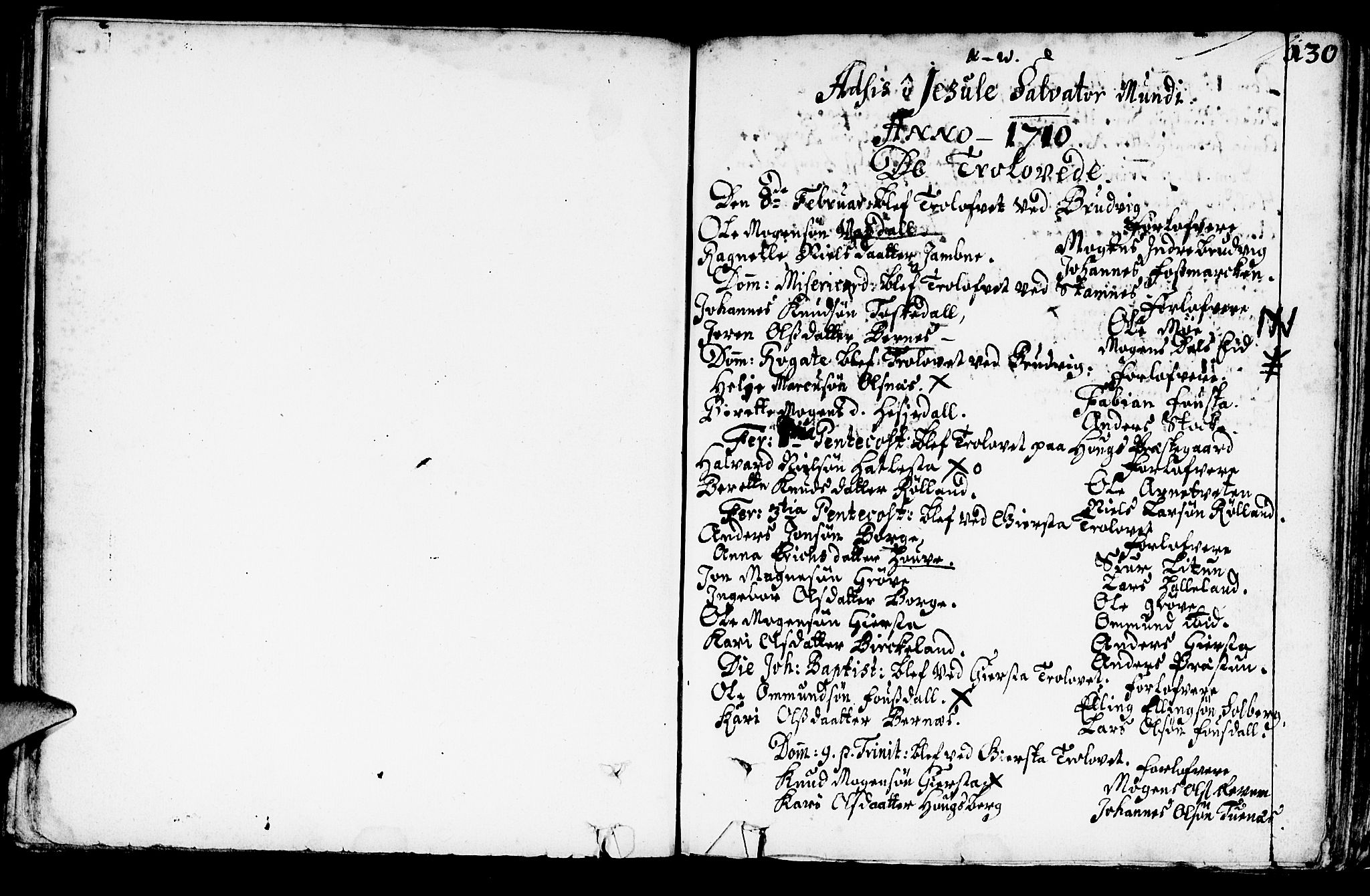Haus sokneprestembete, SAB/A-75601/H/Haa: Parish register (official) no. A 1, 1691-1712, p. 130