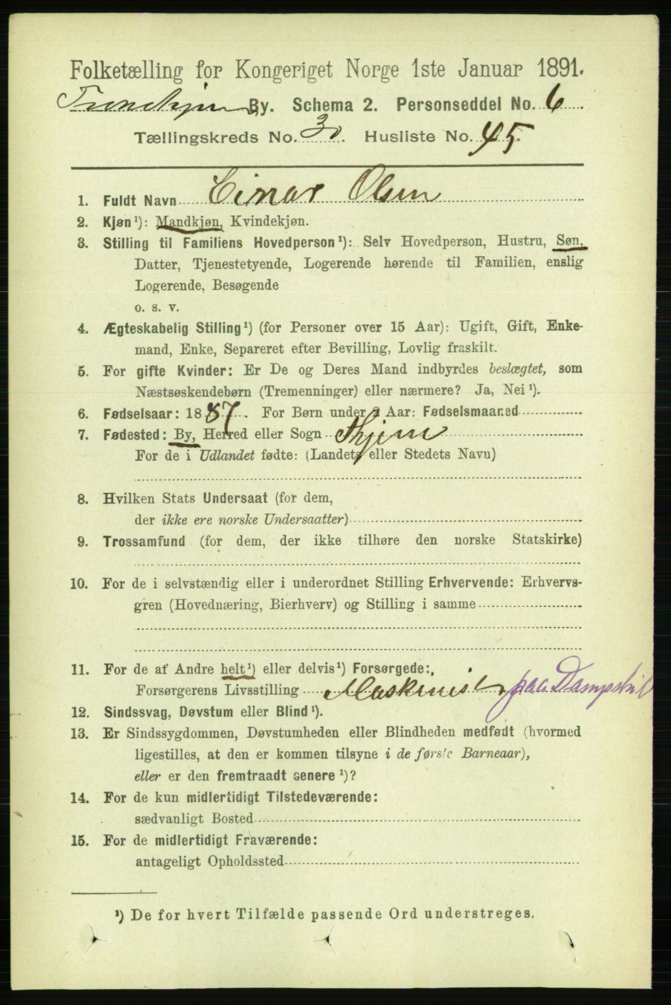 RA, 1891 census for 1601 Trondheim, 1891, p. 22929