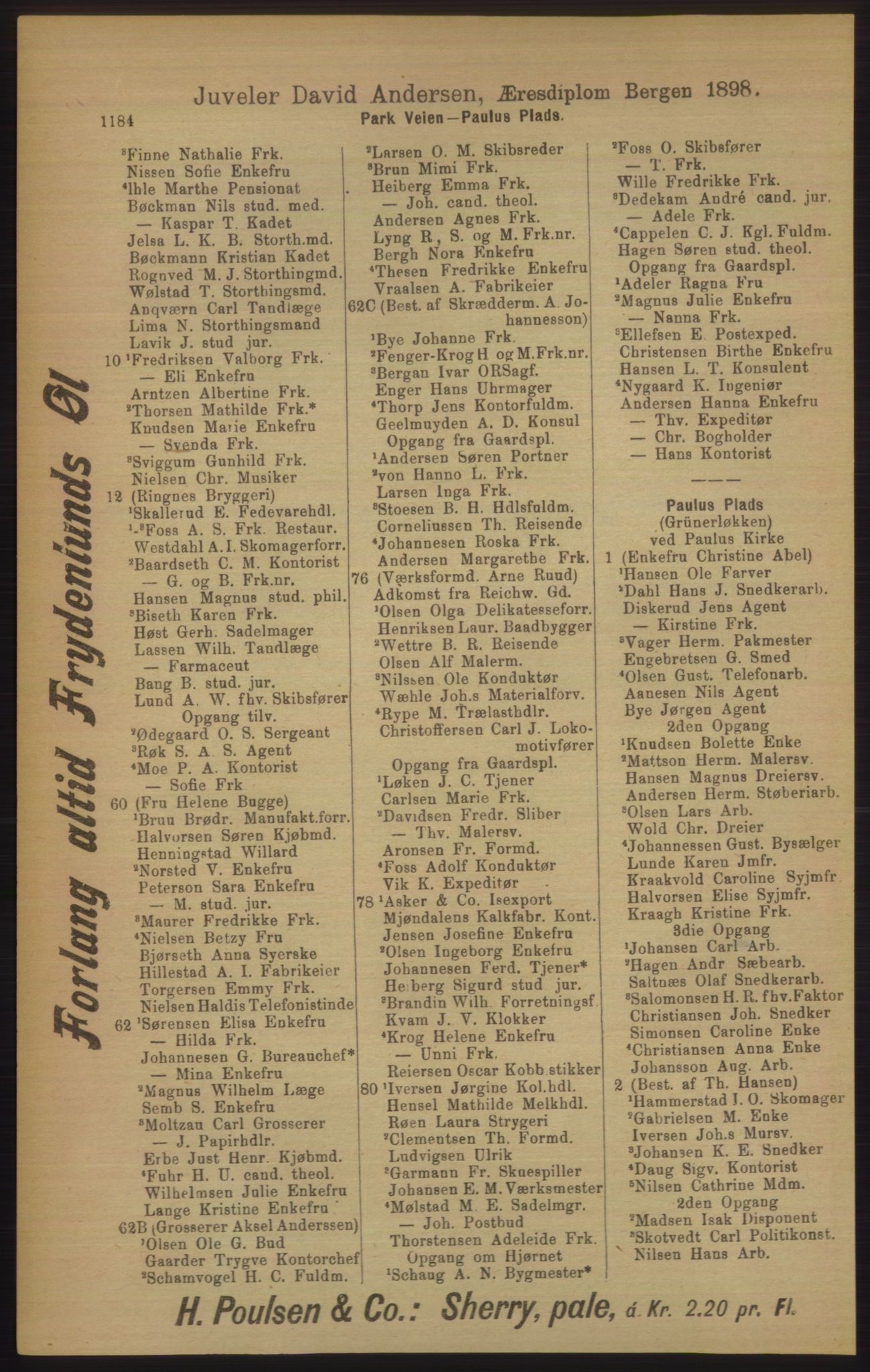 Kristiania/Oslo adressebok, PUBL/-, 1906, p. 1184