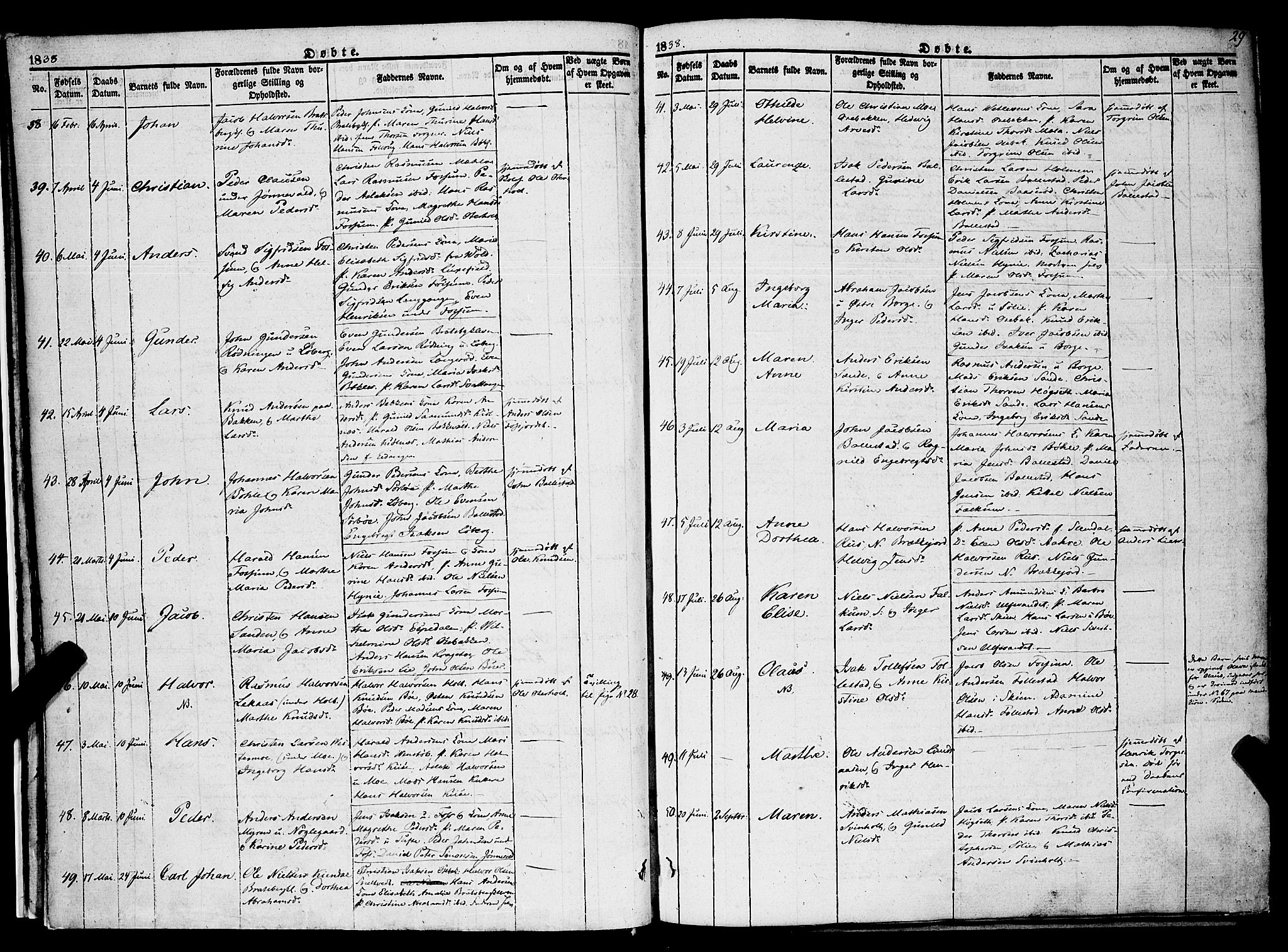 Gjerpen kirkebøker, SAKO/A-265/F/Fa/L0007a: Parish register (official) no. I 7A, 1834-1857, p. 29