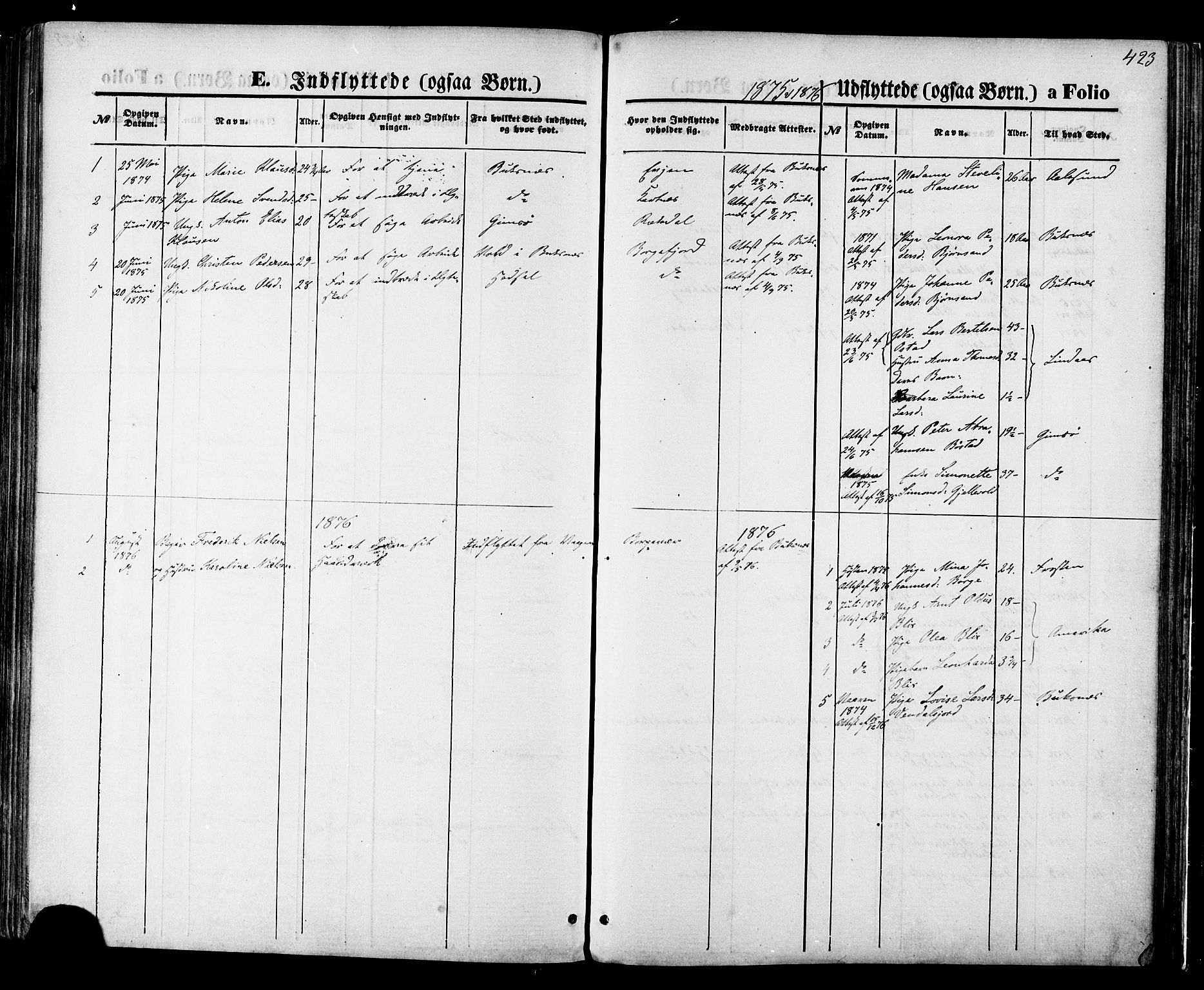Ministerialprotokoller, klokkerbøker og fødselsregistre - Nordland, SAT/A-1459/880/L1132: Parish register (official) no. 880A06, 1869-1887, p. 423