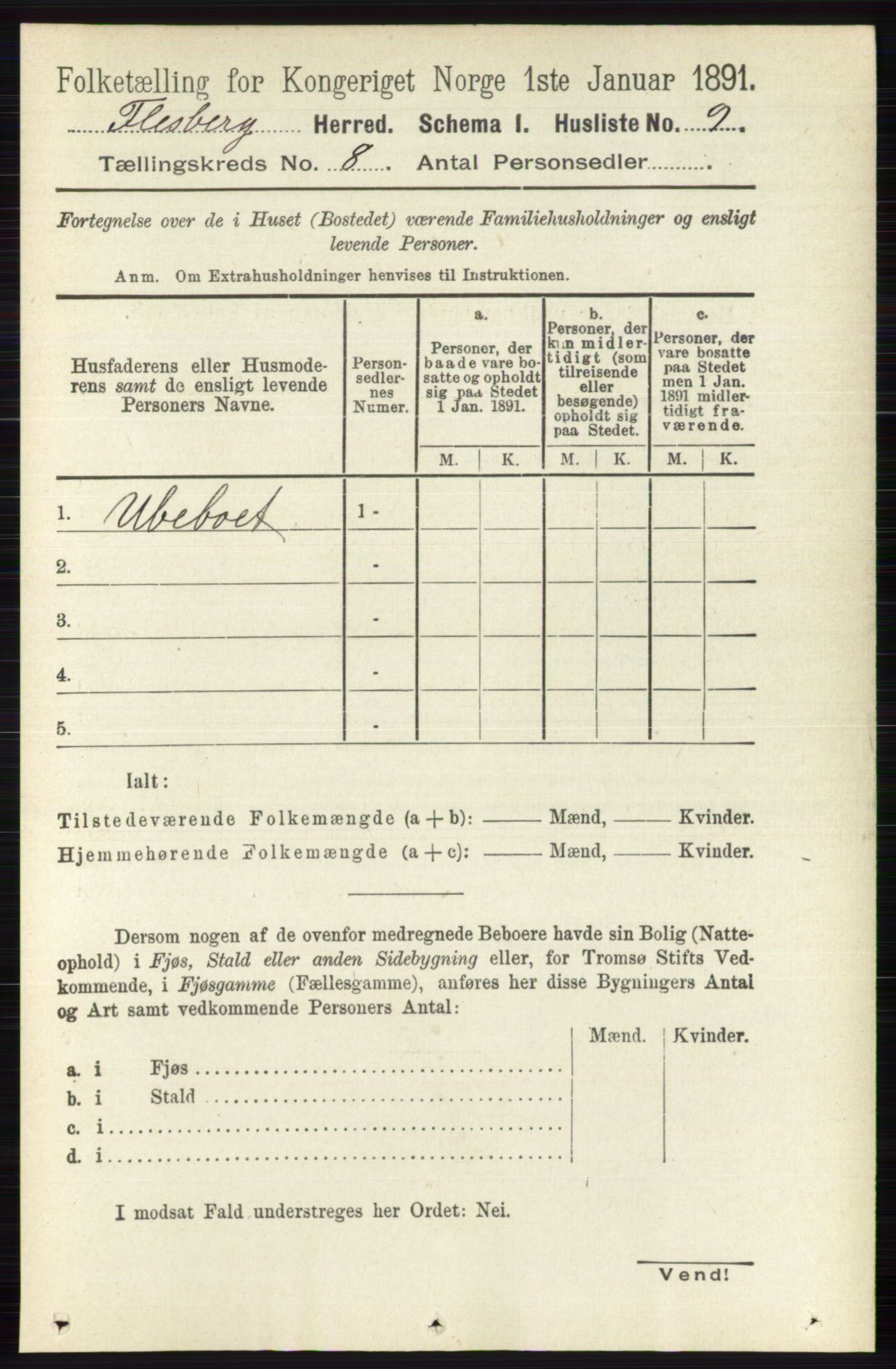 RA, 1891 census for 0631 Flesberg, 1891, p. 1344