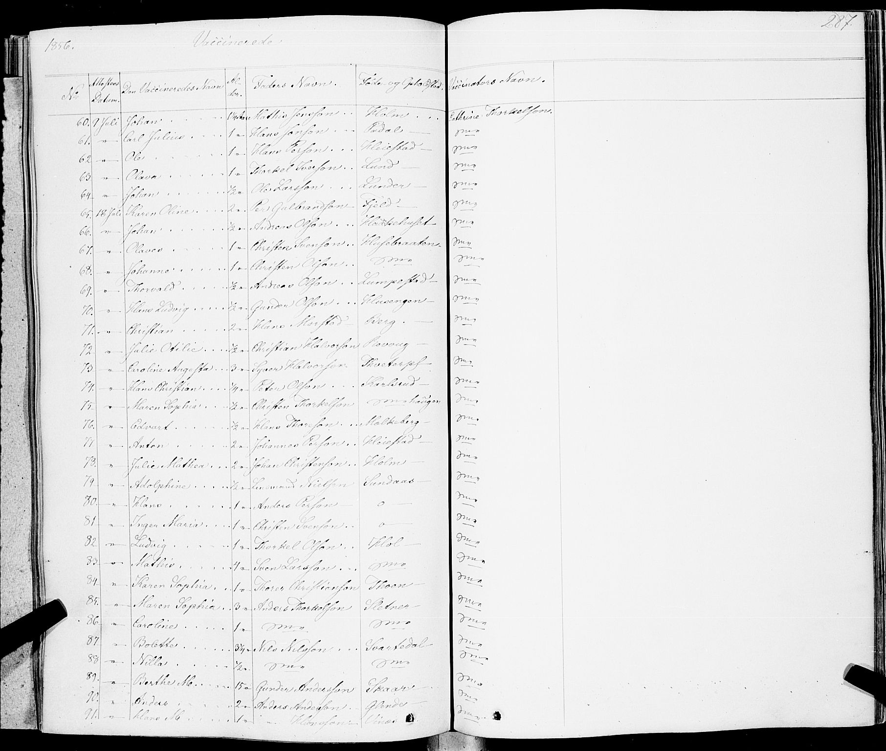 Skiptvet prestekontor Kirkebøker, AV/SAO-A-20009/F/Fa/L0006: Parish register (official) no. 6, 1839-1860, p. 287