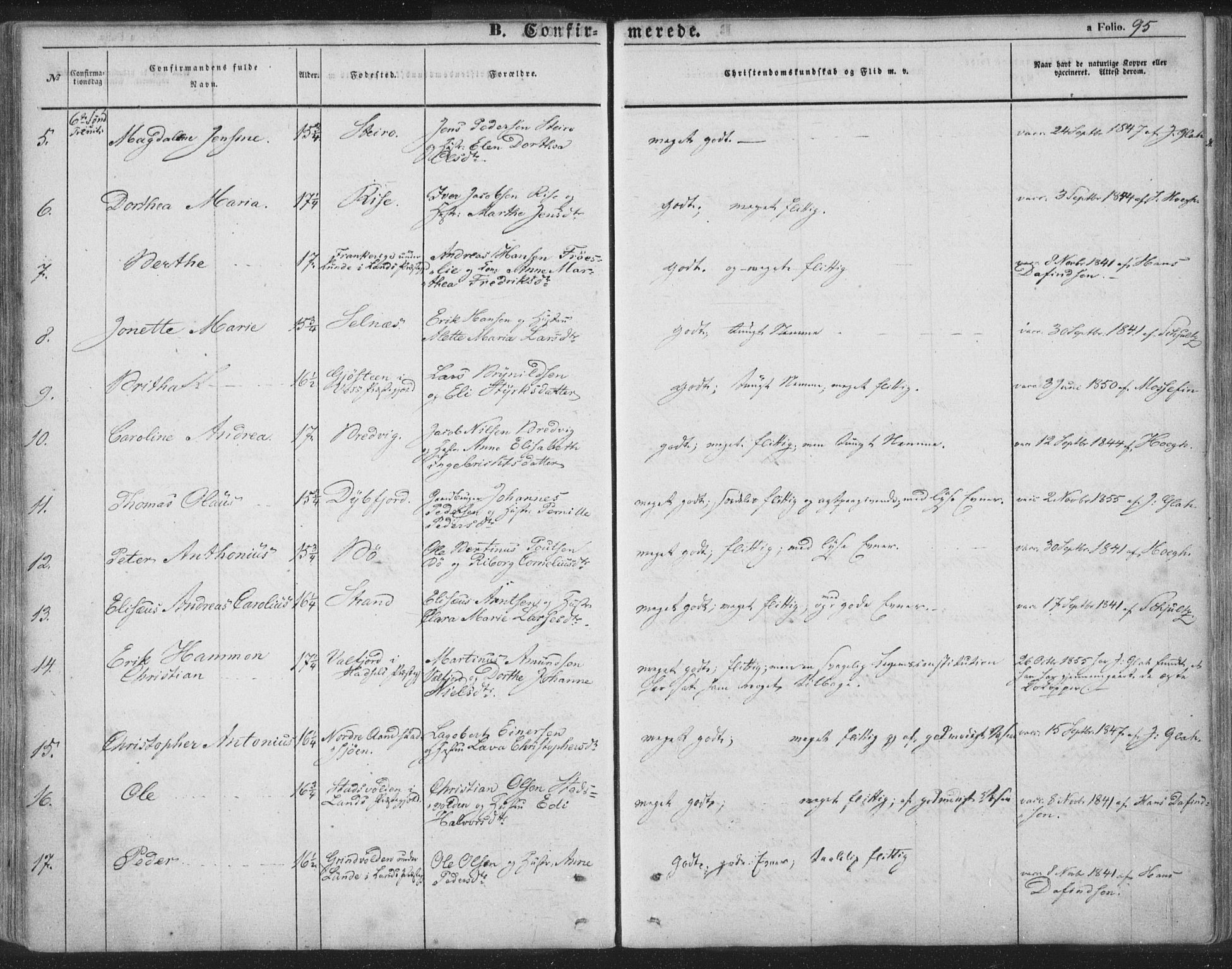 Ministerialprotokoller, klokkerbøker og fødselsregistre - Nordland, AV/SAT-A-1459/895/L1369: Parish register (official) no. 895A04, 1852-1872, p. 95