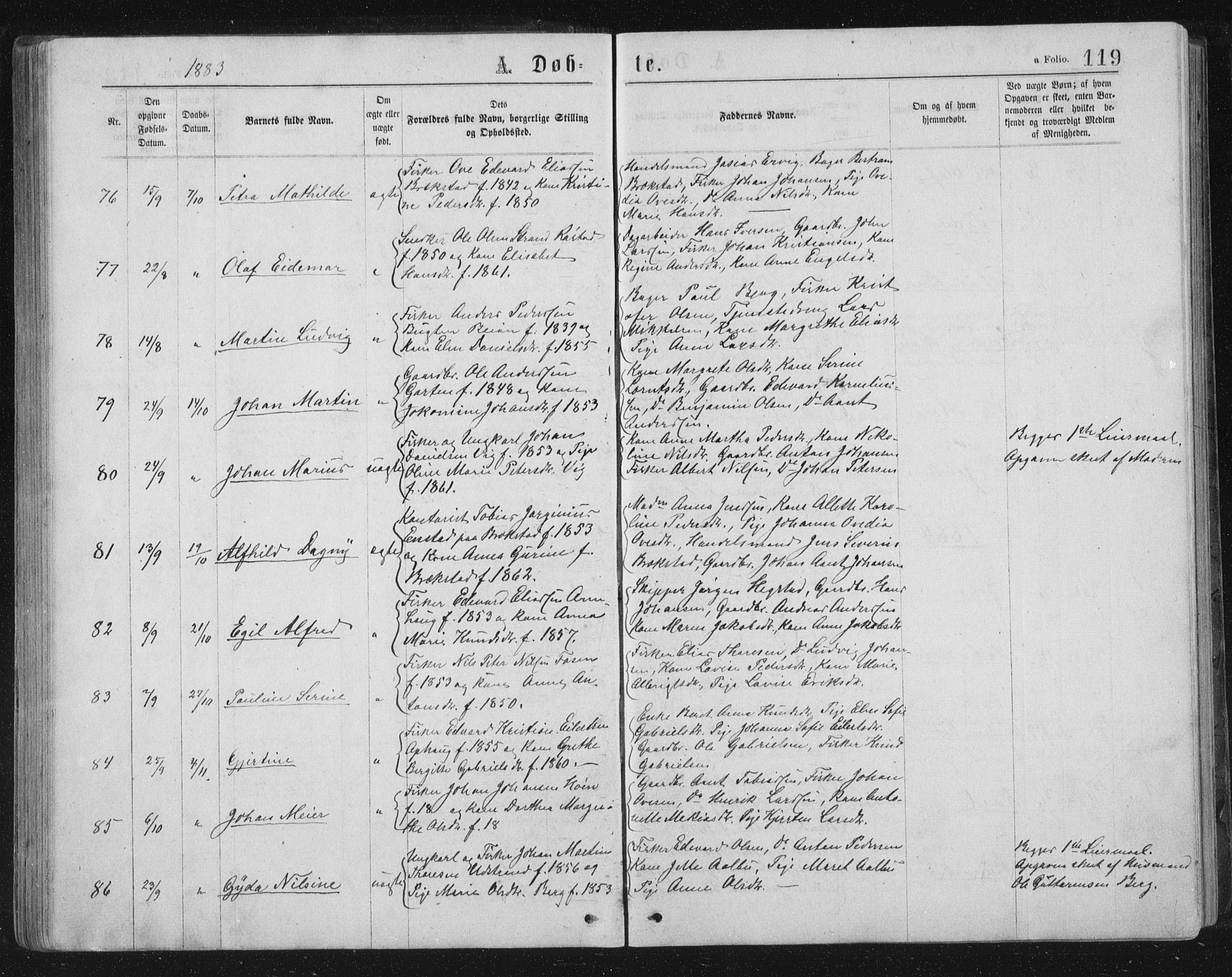 Ministerialprotokoller, klokkerbøker og fødselsregistre - Sør-Trøndelag, SAT/A-1456/659/L0745: Parish register (copy) no. 659C02, 1869-1892, p. 119
