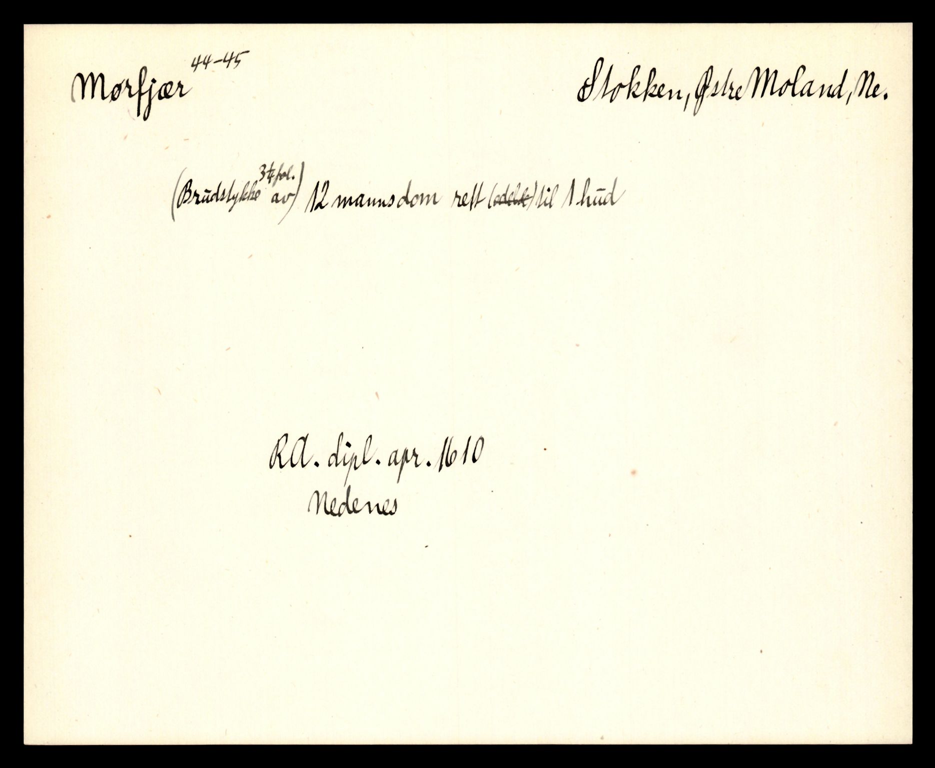 Riksarkivets diplomsamling, AV/RA-EA-5965/F35/F35e/L0023: Registreringssedler Aust-Agder 1, 1400-1700, p. 261