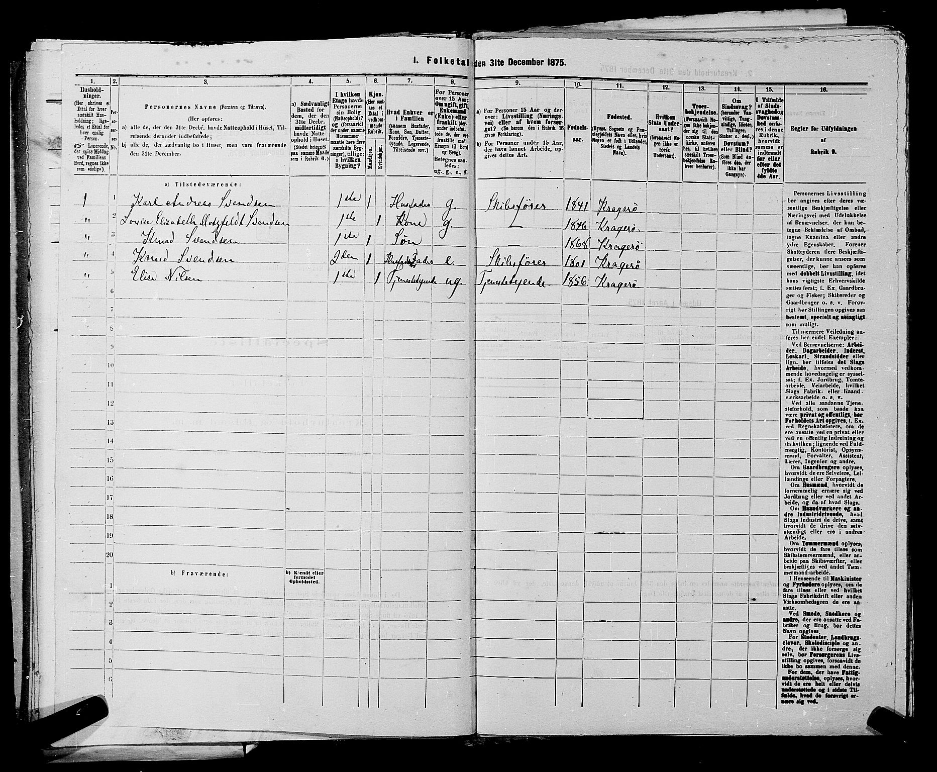 SAKO, 1875 census for 0801P Kragerø, 1875, p. 171