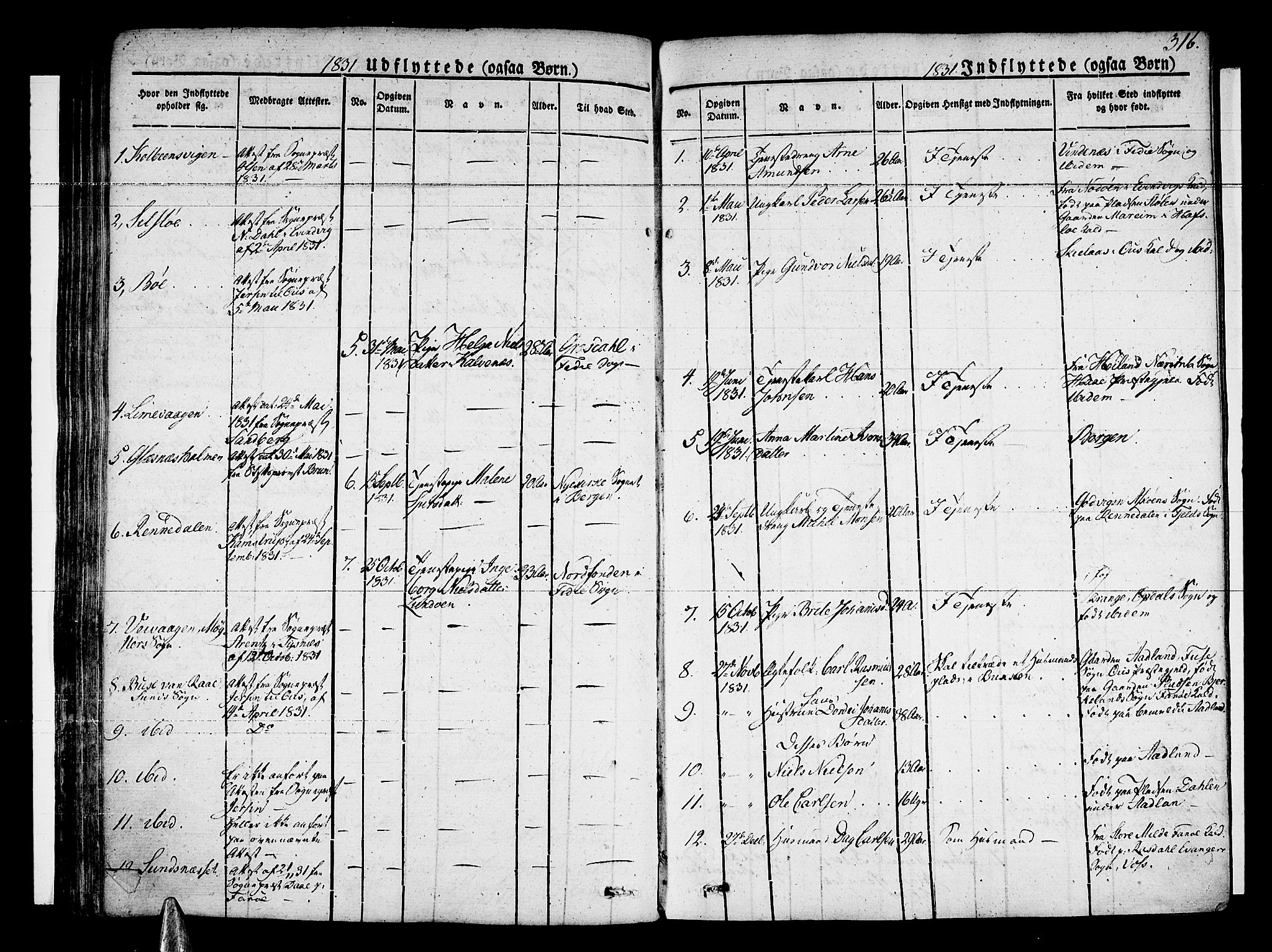 Sund sokneprestembete, SAB/A-99930: Parish register (official) no. A 12, 1825-1835, p. 316