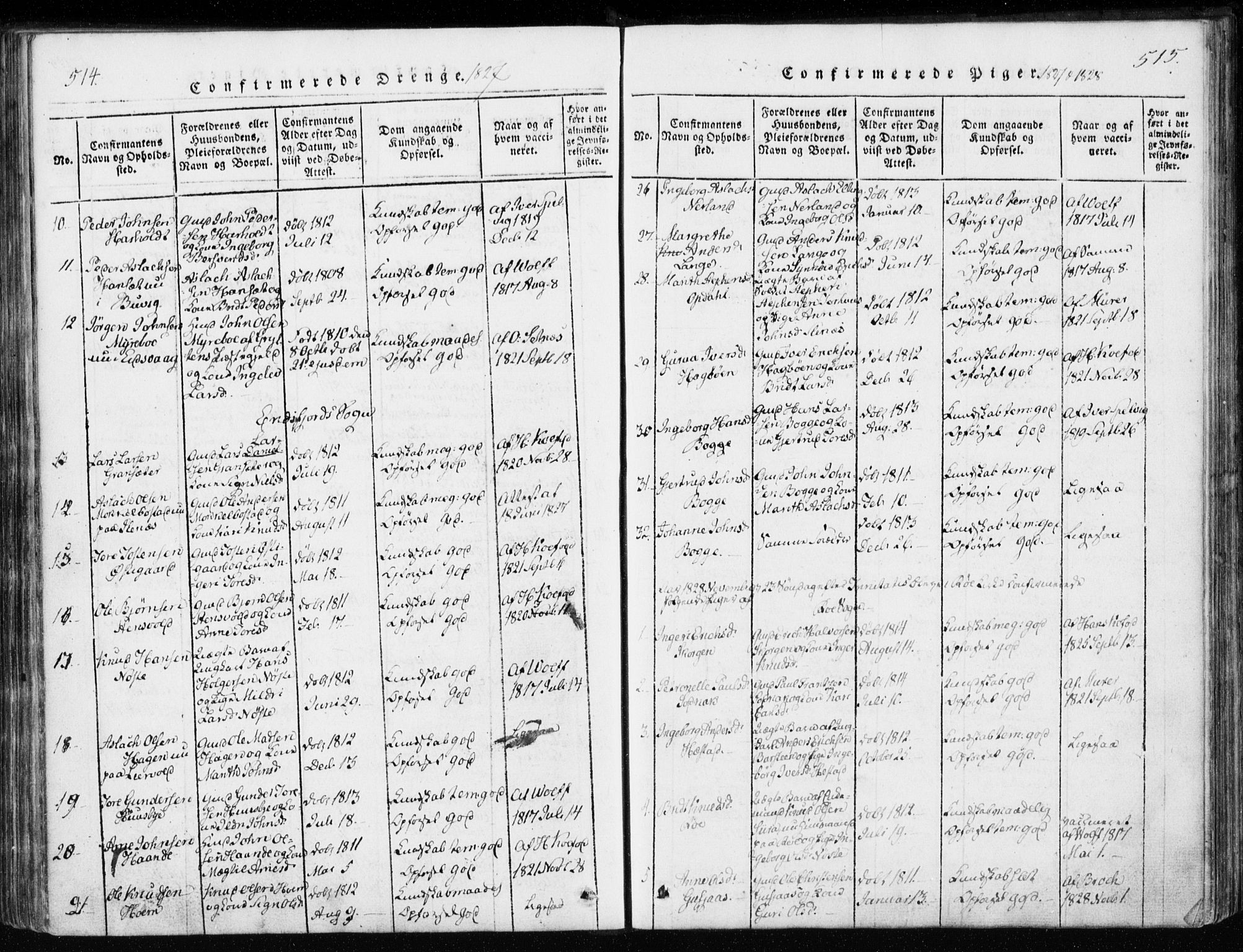 Ministerialprotokoller, klokkerbøker og fødselsregistre - Møre og Romsdal, SAT/A-1454/551/L0623: Parish register (official) no. 551A03, 1818-1831, p. 514-515