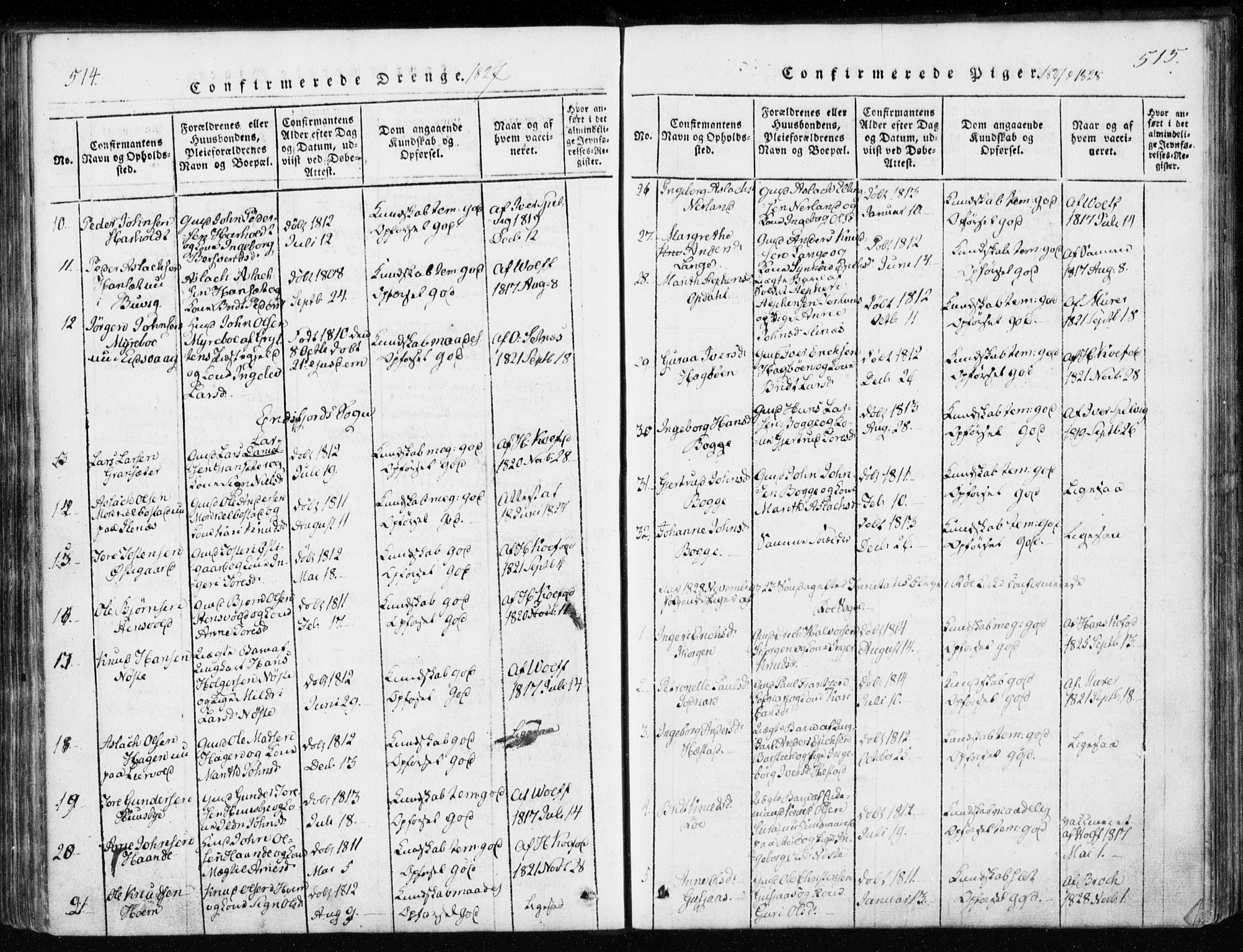 Ministerialprotokoller, klokkerbøker og fødselsregistre - Møre og Romsdal, AV/SAT-A-1454/551/L0623: Parish register (official) no. 551A03, 1818-1831, p. 514-515