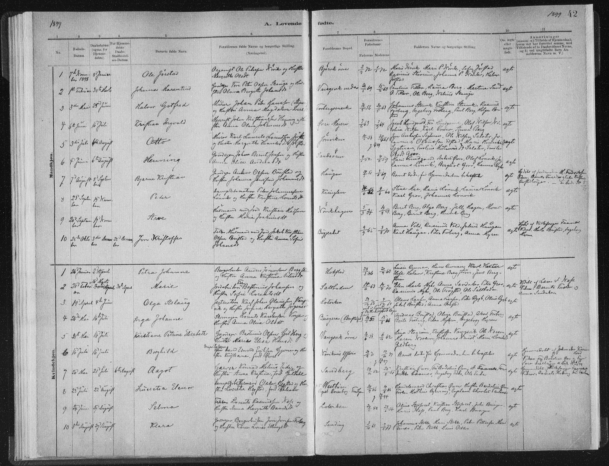 Ministerialprotokoller, klokkerbøker og fødselsregistre - Nord-Trøndelag, SAT/A-1458/722/L0220: Parish register (official) no. 722A07, 1881-1908, p. 42
