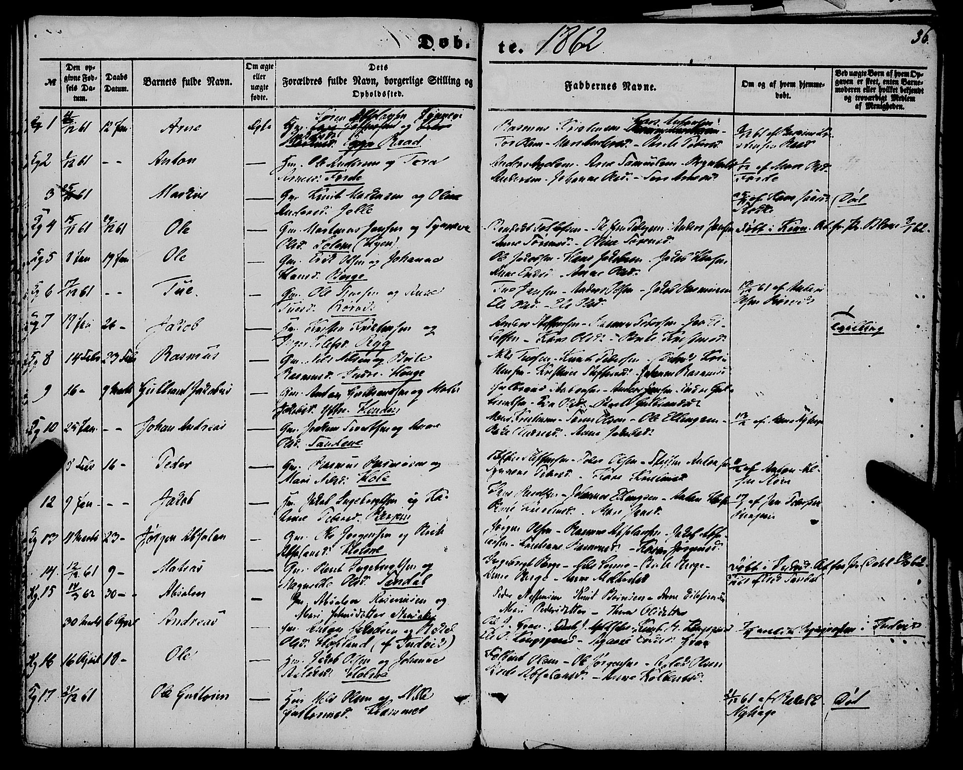 Gloppen sokneprestembete, AV/SAB-A-80101/H/Haa/Haaa/L0009: Parish register (official) no. A 9, 1855-1870, p. 36