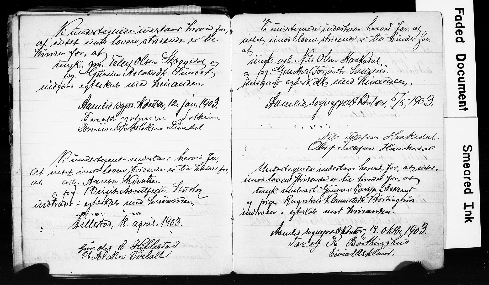 Åmli sokneprestkontor, SAK/1111-0050/F/Fe/L0003: Best man's statements no. A VI 20, 1885-1905