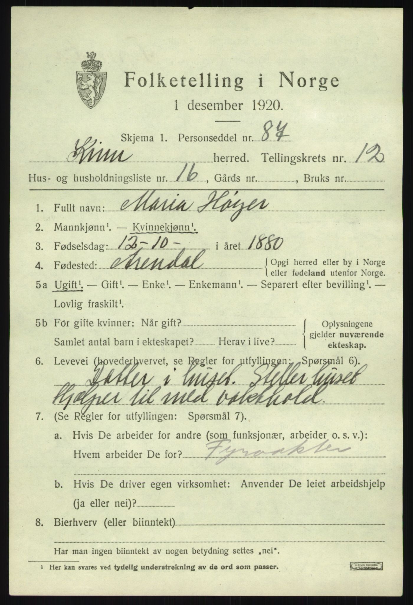 SAB, 1920 census for Kinn, 1920, p. 4671